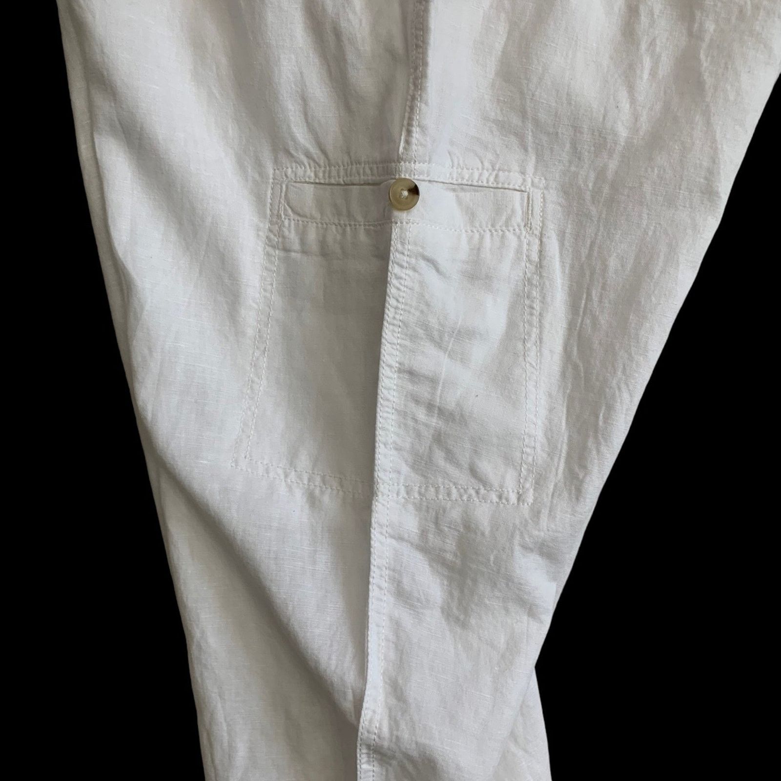 Liz Claiborne Liz Claiborne Pants White Linen Blend Hi-Rise Women Size 18 Size 40" / US 18 - 3 Thumbnail