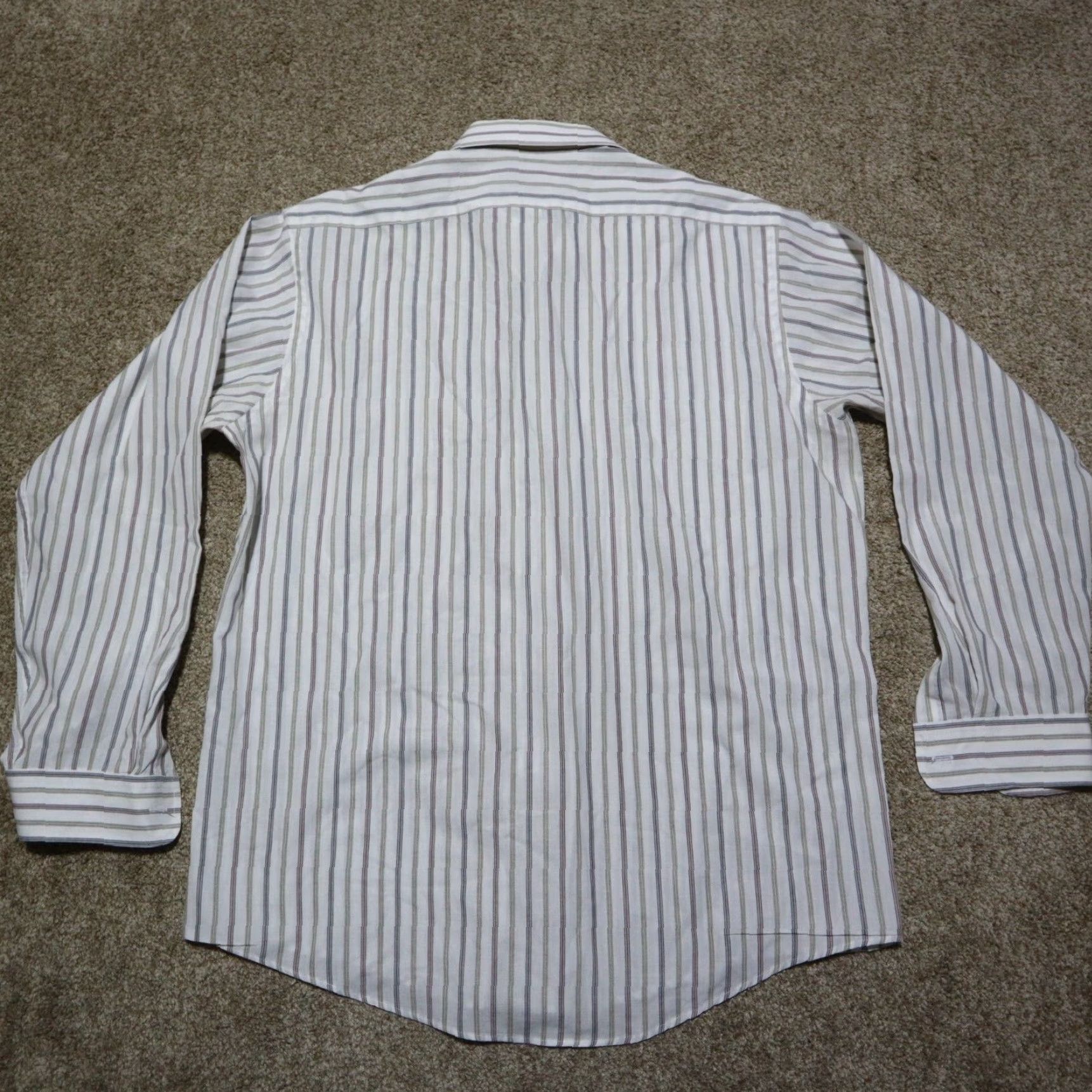 Arrow Arrow Shirt Men 16 White Striped Button-Down Button-Up Casual Chambray Cotton Blend 1960s American Mens Size US L / EU 52-54 / 3 - 8 Thumbnail