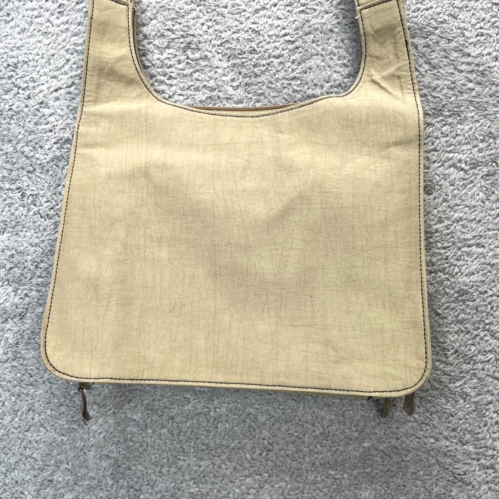 Vintage VINTAGE Baggallini Bag Crossbody Womens Beige Handbag Pockets Adjustable Straps Bag Width 11 in Square Zip Canvas Leather? Size ONE SIZE - 3 Thumbnail