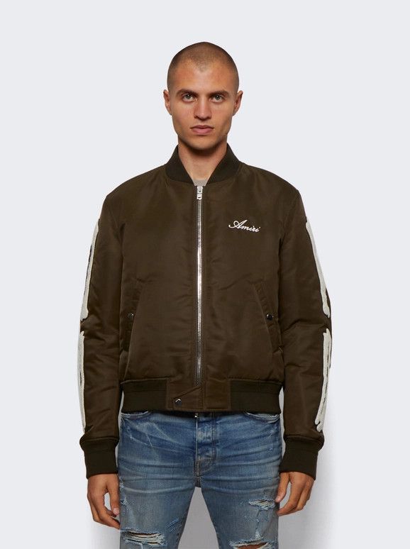 Amiri o1gr1nt1024 Bones Bomber Jacket in Green Size US S / EU 44-46 / 1 - 3 Thumbnail