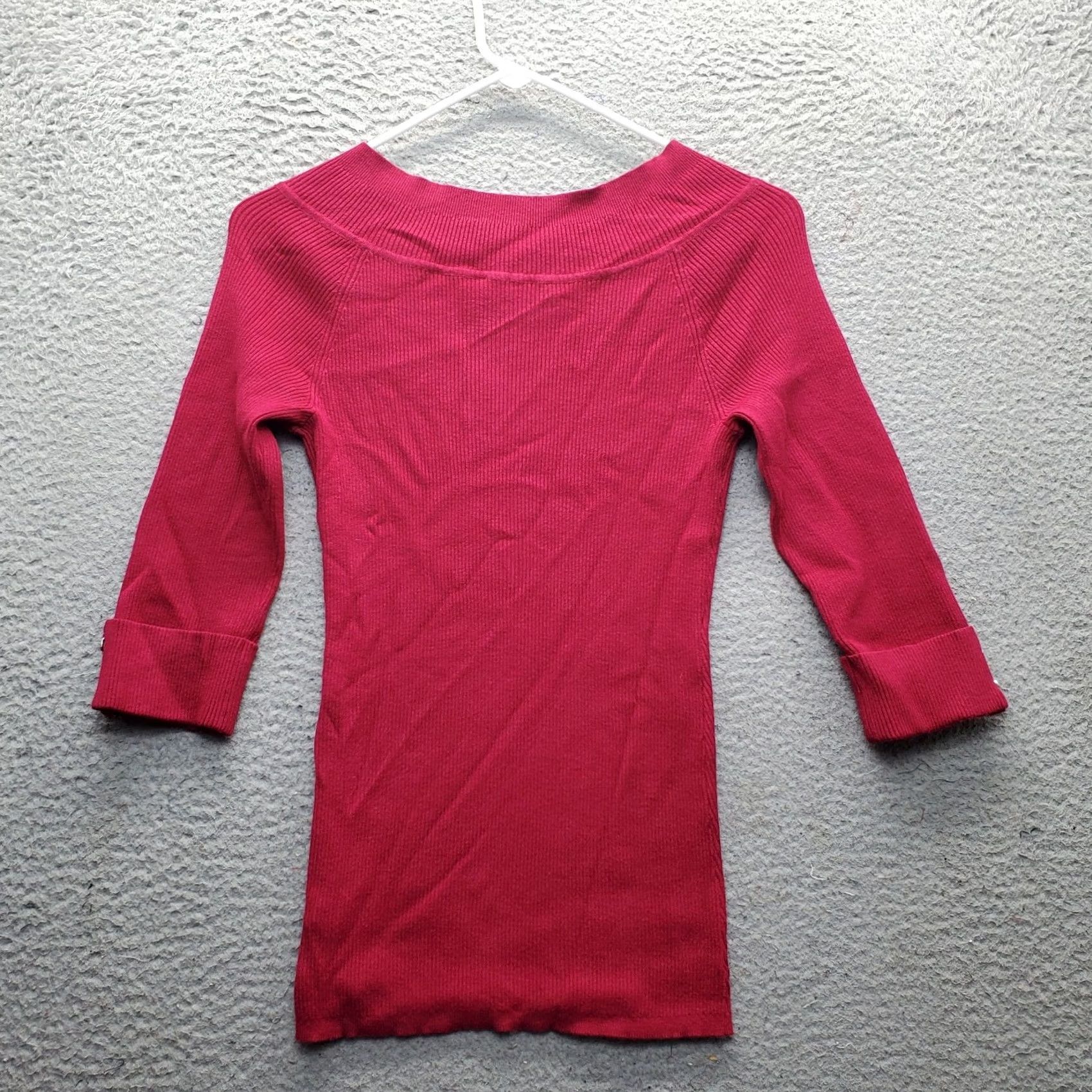 White House Black Market White House Black Market Pink Ribbed Knit Tunic Sweater Womens Medium Crew Neck Size M / US 6-8 / IT 42-44 - 2 Thumbnail