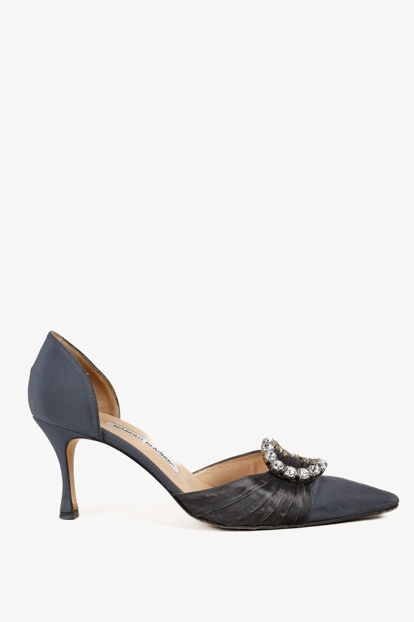 Manolo Blahnik Manolo Blahnik Sedara Satin Crystal-Embellished Pumps Size US 7.5 / IT 37.5 - 2 Thumbnail