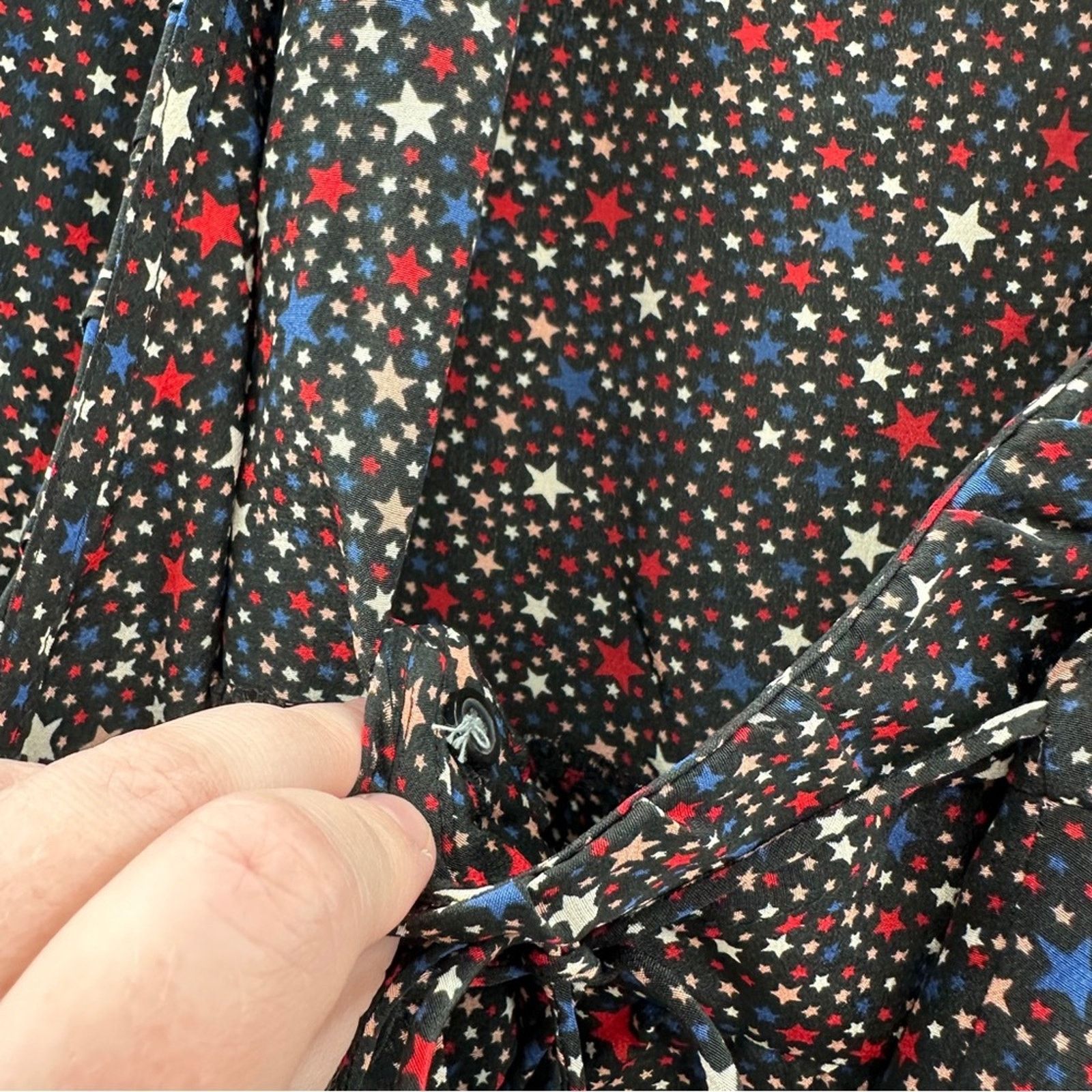 Madewell Madewell Silk Ruffle-Hem Wrap Long Sleeve Top Starry Night Size M / US 6-8 / IT 42-44 - 6 Thumbnail