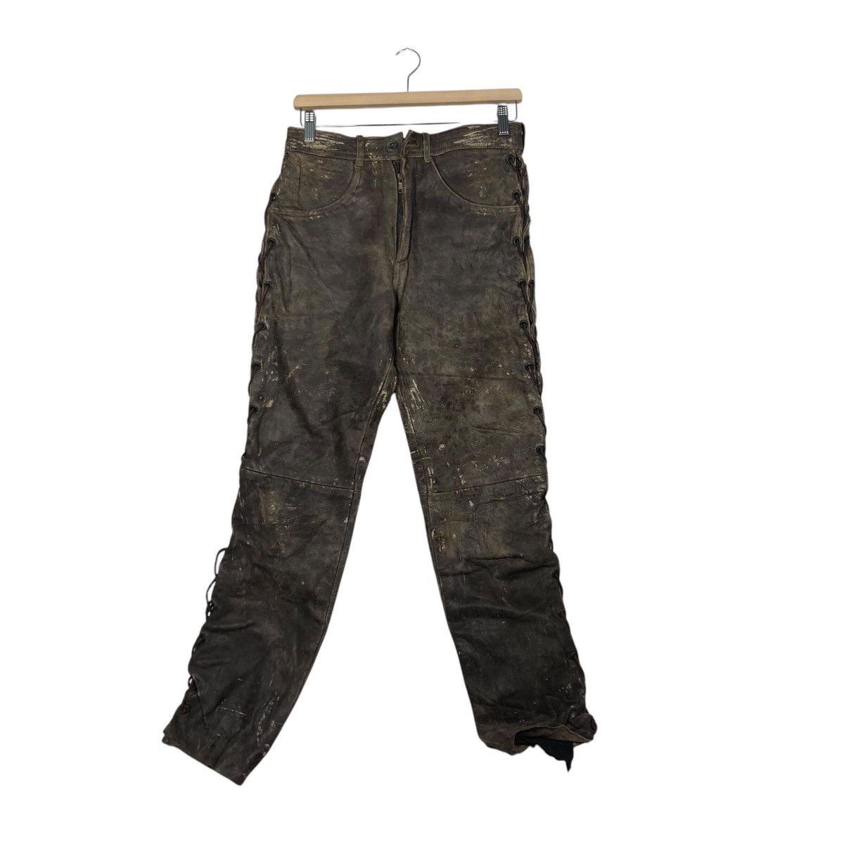 Genuine Leather 📌Vintage Leather Biker Pants Pantera Cowboy Issey Miyake Size US 30 / EU 46 - 2 Thumbnail