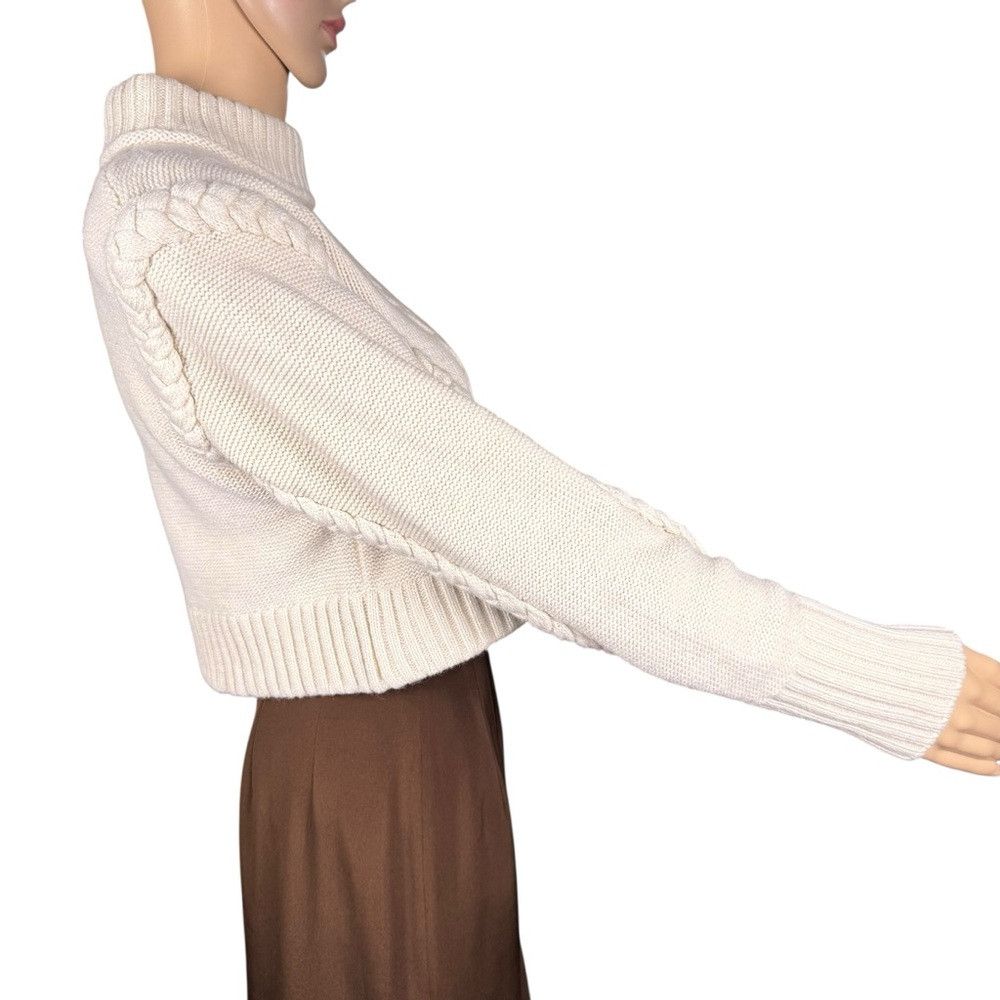 Zara New Zara Crop Wool Blend Cable Knit Ecru 4219/100 Sweater S Size S / US 4 / IT 40 - 5 Thumbnail