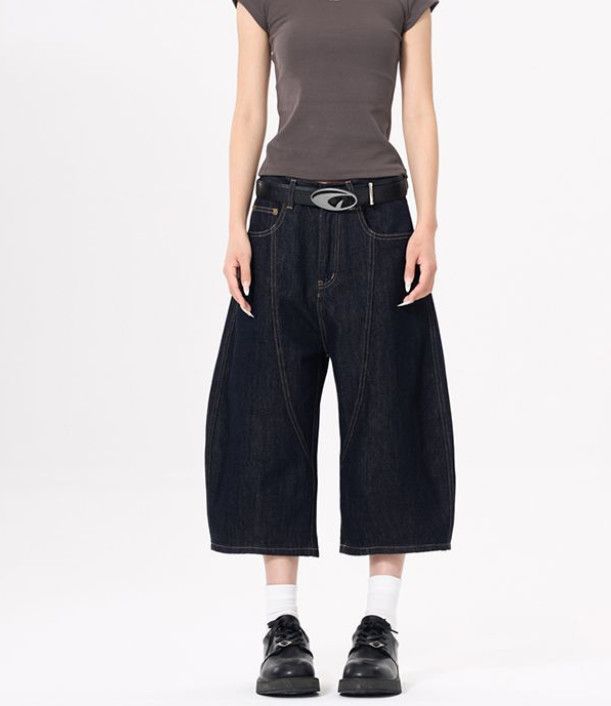 Japanese Brand American-style curved patchwork baggy wide-leg denim shorts Size US 32 / EU 48 - 1 Thumbnail