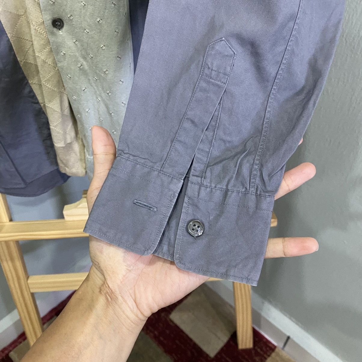 Comme des Garcons SHIRT Comme des Garcons SHIRT Panel Knit Inset Grey Button Down M Size US M / EU 48-50 / 2 - 6 Thumbnail