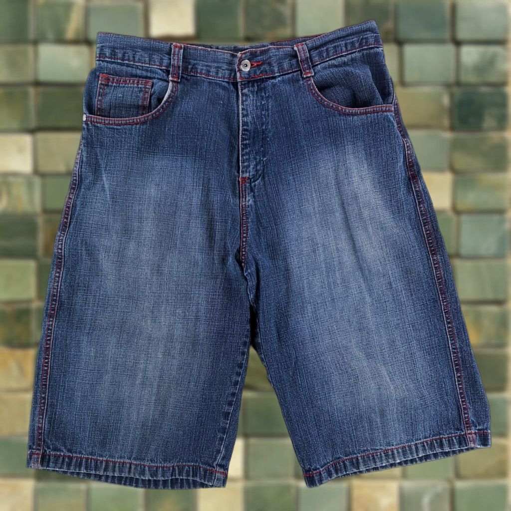Southpole VINTAGE Southpole Jean Shorts Mens 35 Blue 14 Inch Inseam Darted Altered 90s Y2K Jean Shorts VTG 35 Mens Blue Size US 35 - 1 Thumbnail