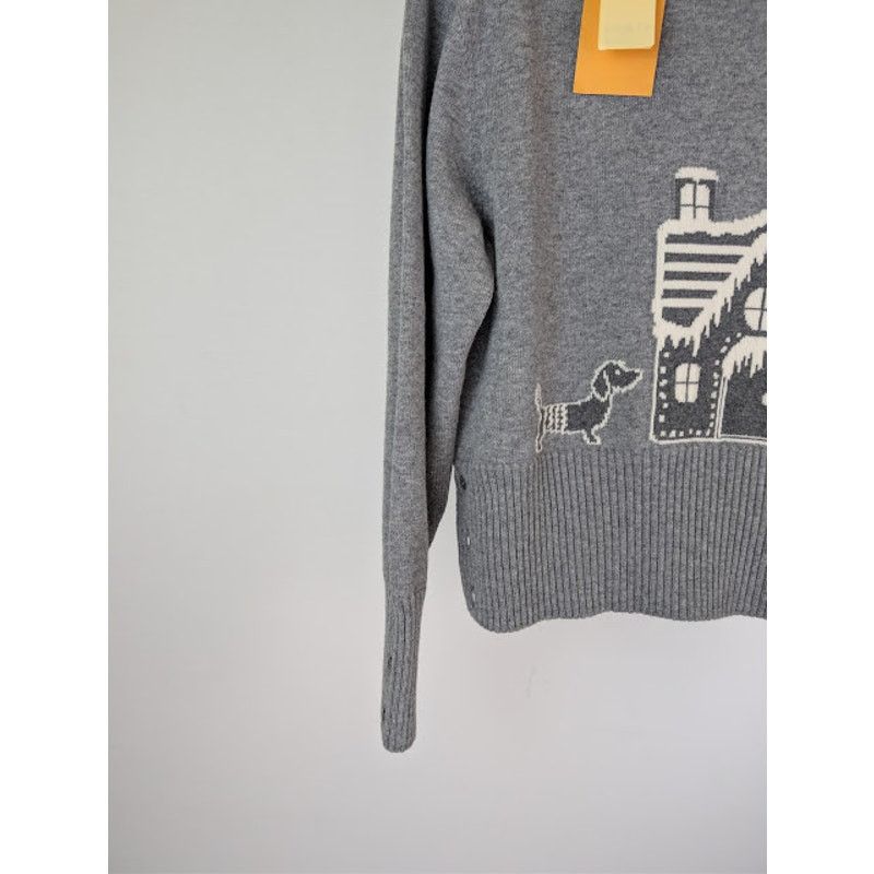 Thom Browne o1rshd1 Holiday Scenery Wool Crew Neck Sweater in Light Grey Size US XXL / EU 58 / 5 - 6 Thumbnail