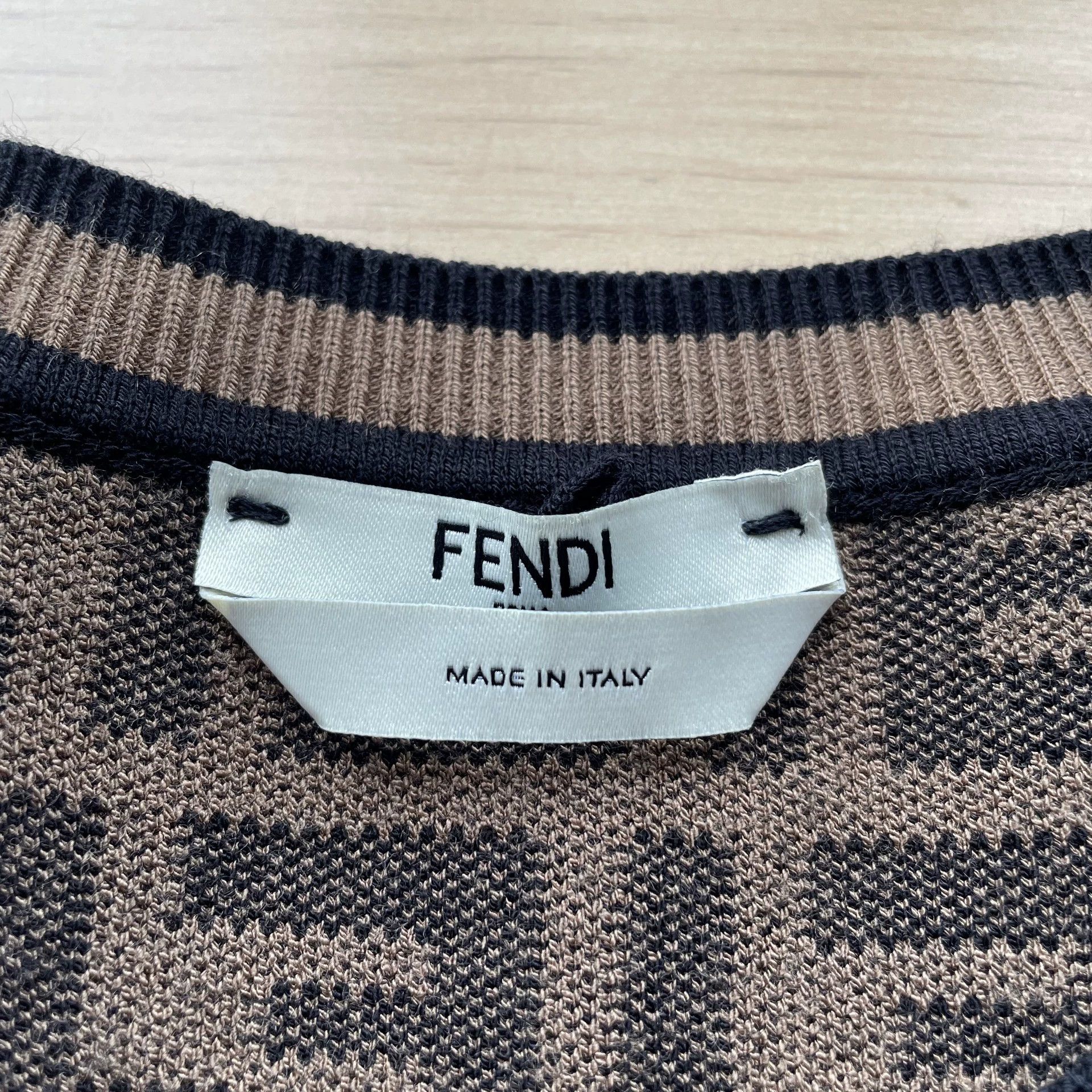 Fendi FENDI Womens New FF Allover Print SS Knit Brown 40 Size S / US 4 / IT 40 - 5 Thumbnail