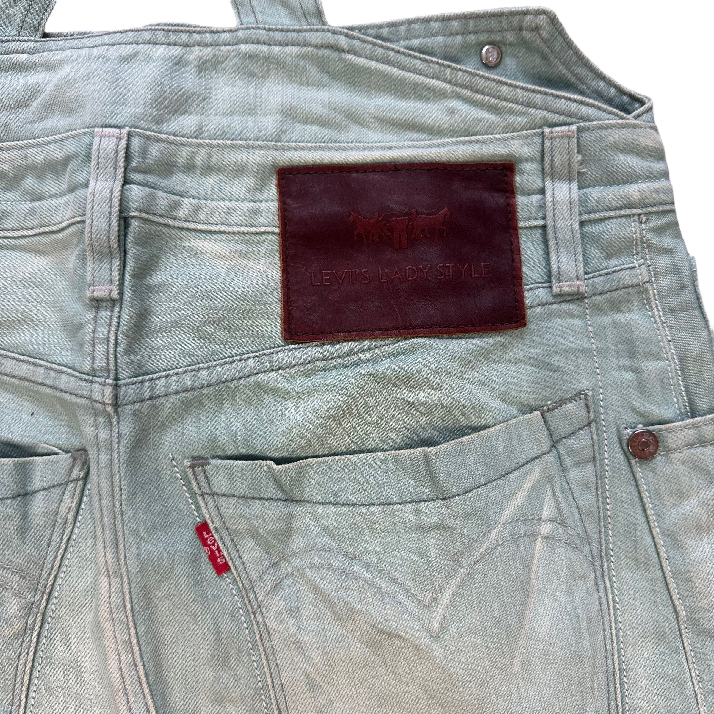 Levi's LEVIS LADY STYLE OVERALL MINI SKIRT IN GREEN DENIM #8659-019 Size 31" - 13 Thumbnail
