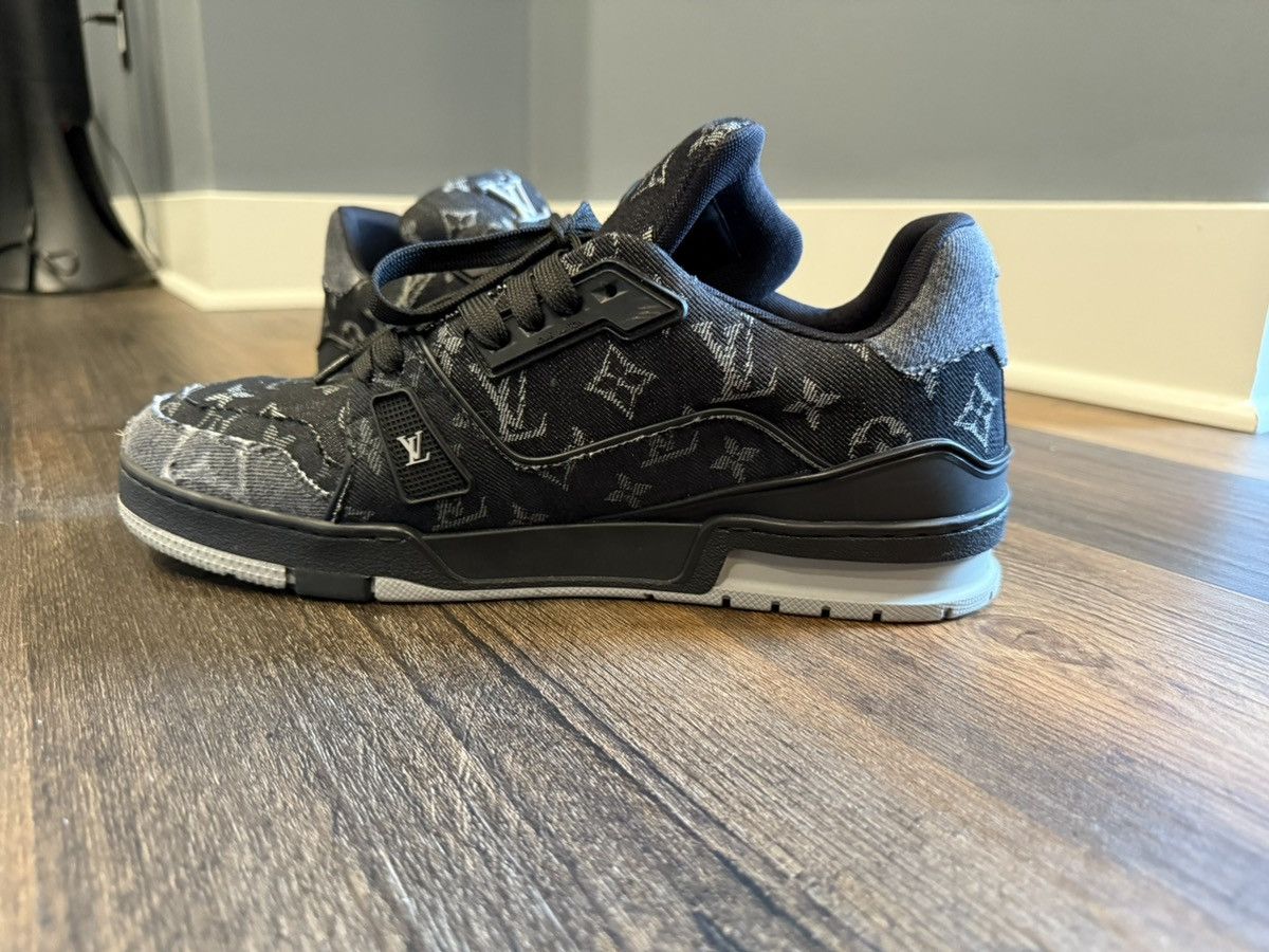 Louis Vuitton Louis Vuitton LV Trainer Black Monogram Denim Size US 12 / EU 45 - 3 Thumbnail
