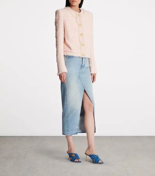 Balmain o1s1wg110526 Tweed Jacket in Pink Size S / US 4 / IT 40 - 6 Thumbnail