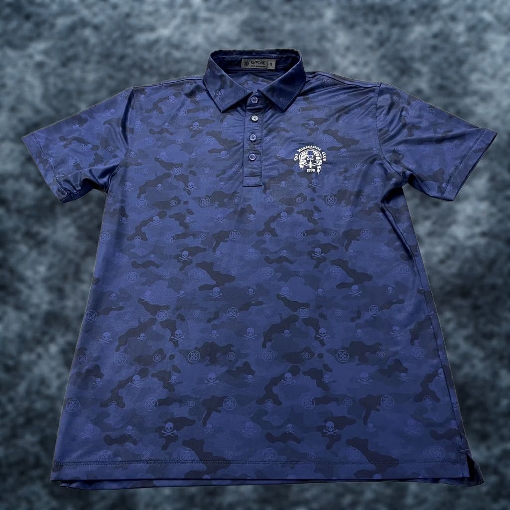 G/FORE G/Fore Polo Shirt Mens S Blue Camouflage Skull Logo Performance Golf Polo Shirt Size US S / EU 44-46 / 1 - 1 Thumbnail