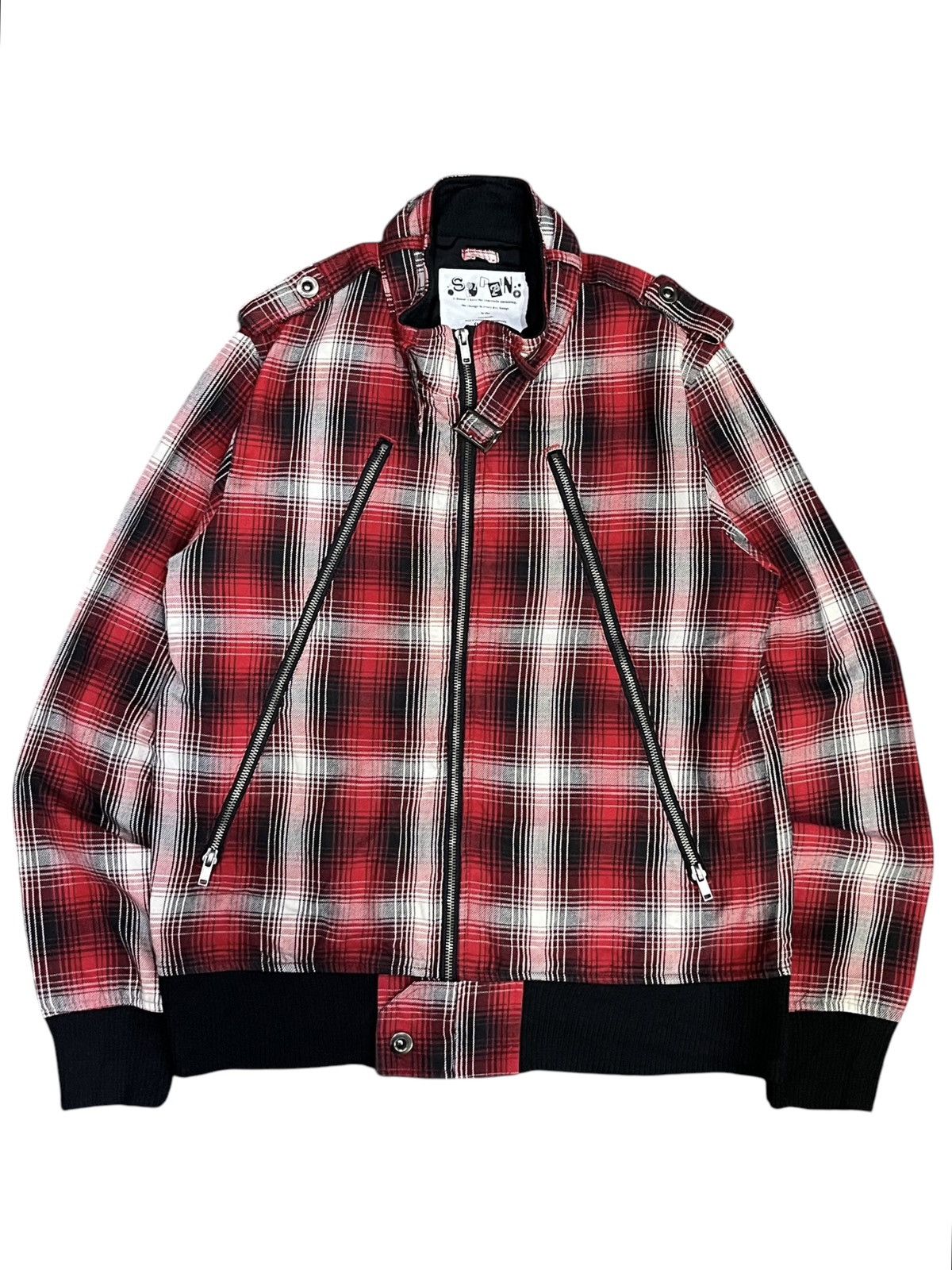 If Six Was Nine Vintage Japan Punk Tartan Bondage Grunge Long Zipper Jacket Size US M / EU 48-50 / 2 - 1 Thumbnail