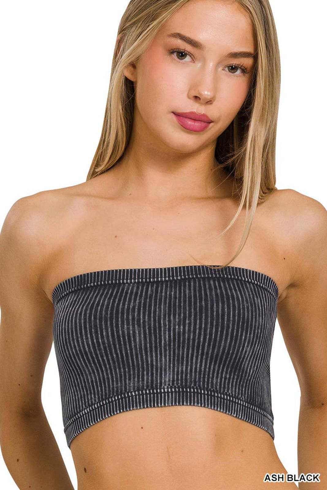 Other Washed Ribbed Seamless Tube Top Zenana in Multiple Colors Size ONE SIZE - 3 Thumbnail