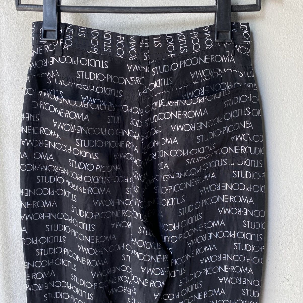 Designer × Japanese Brand STUDIO PICONE ROMA Black Logo Print Wide-Leg Pants Size 27" / US 4 / IT 40 - 10 Thumbnail