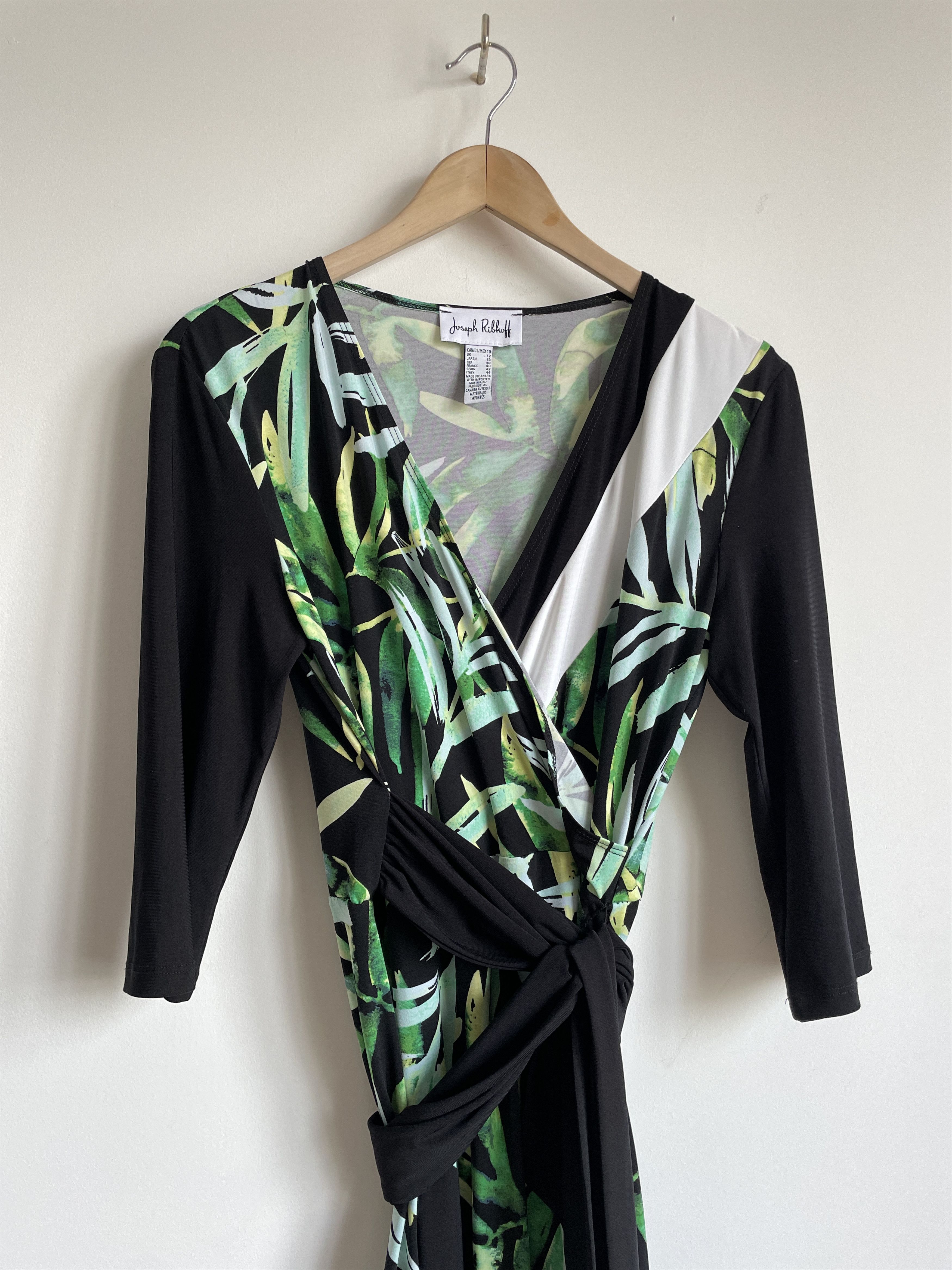 Joseph Ribkoff Joseph Ribkoff Plant Print Faux Wrap Dress With Belt Size L / US 10 / IT 46 - 4 Thumbnail