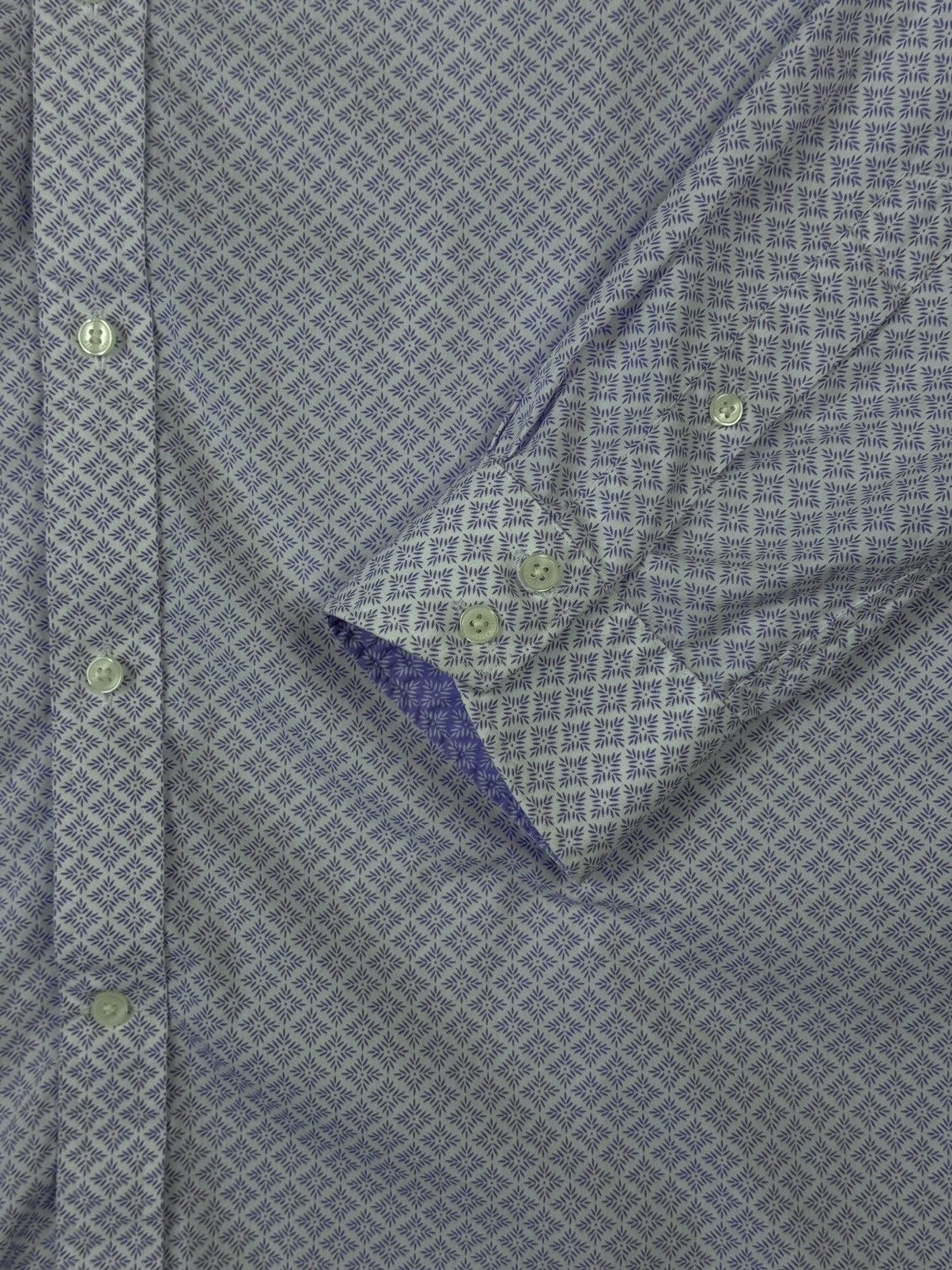 Designer × Ted Baker TED BAKER Endurance Printed Geometric White/Purple Shirt Size US XL / EU 56 / 4 - 12 Thumbnail