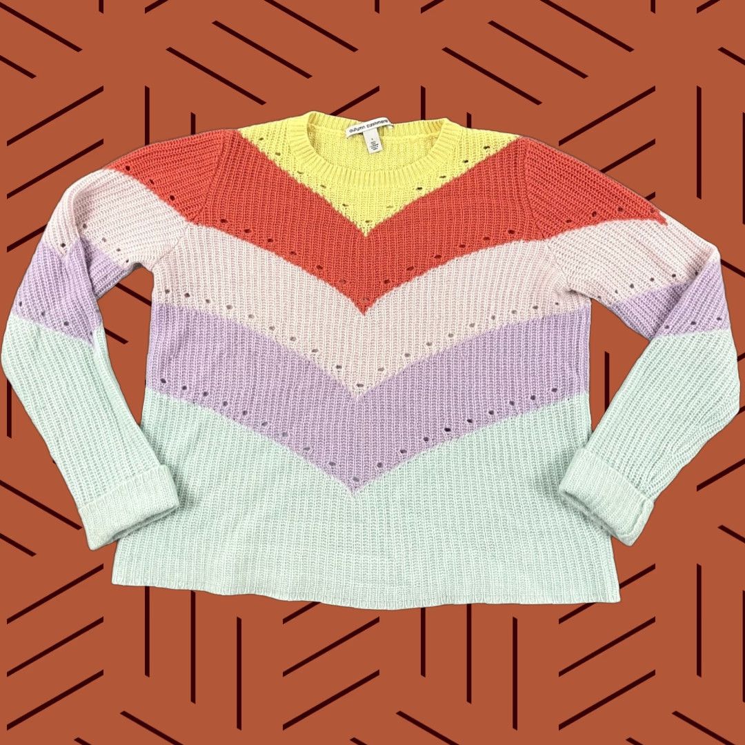 Autumn Cashmere VINTAGE AUTUMN CASHMERE Sweater Womens Small Pastel Easter 100% Pure Cashmere Knit Crew Size S / US 4 / IT 40 - 1 Thumbnail