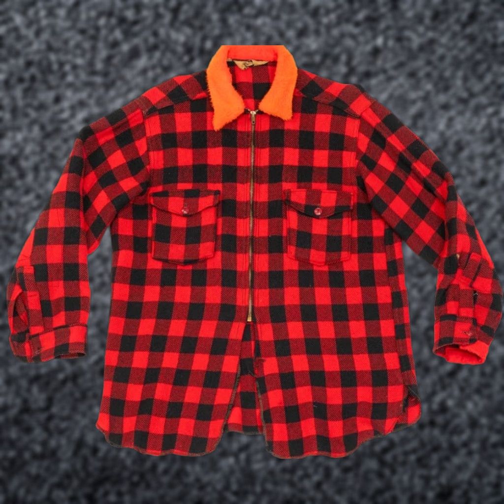 Vintage VINTAGE Woolrich Mackinaw Cruiser Plaid Wool Fur Collar Shacket 50s Red Wool Vintage Men L Jacket Size US L / EU 52-54 / 3 - 1 Thumbnail
