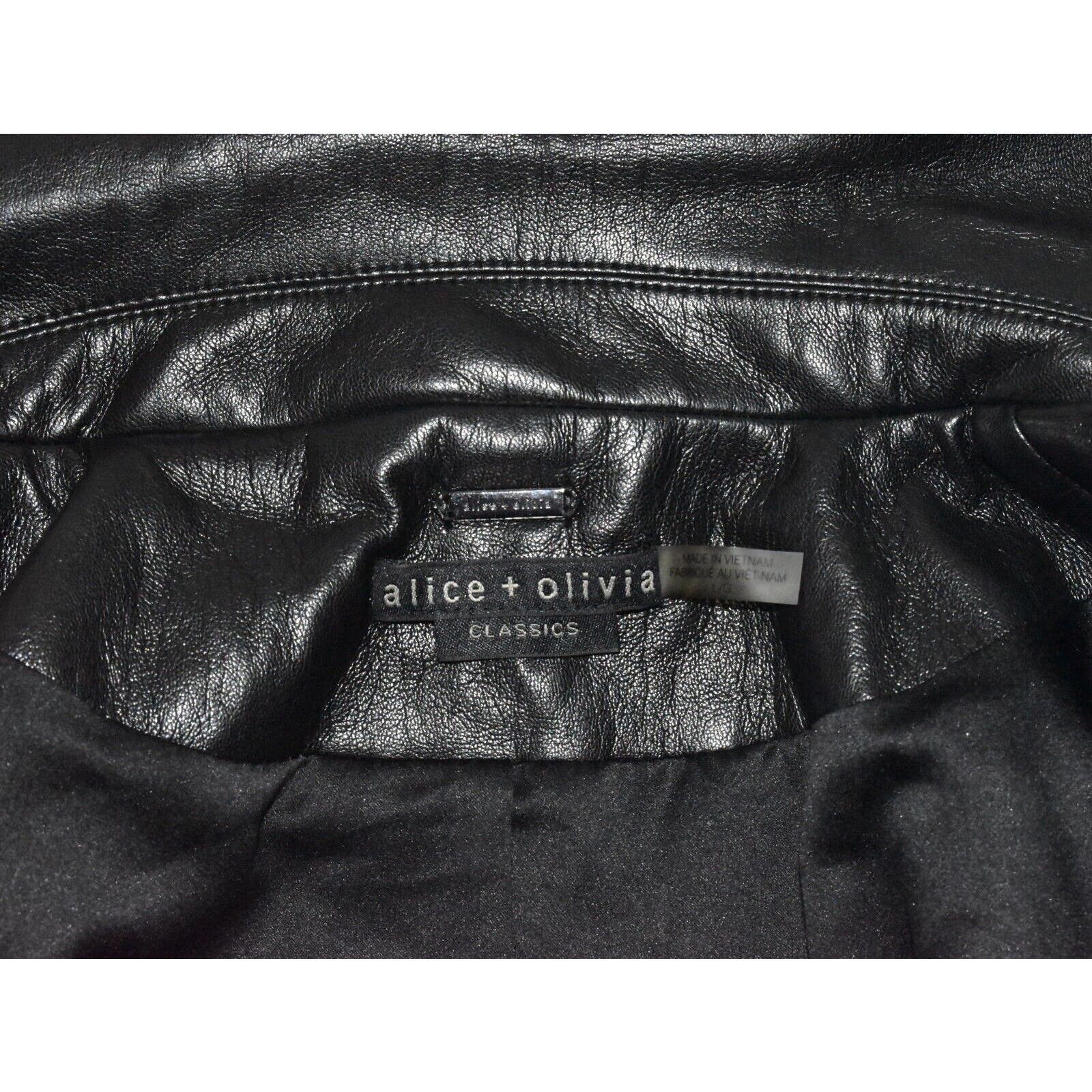 Alice + Olivia ALICE + OLIVIA Black Faux Leather Blazer Jacket Size L Size L / US 10 / IT 46 - 5 Thumbnail