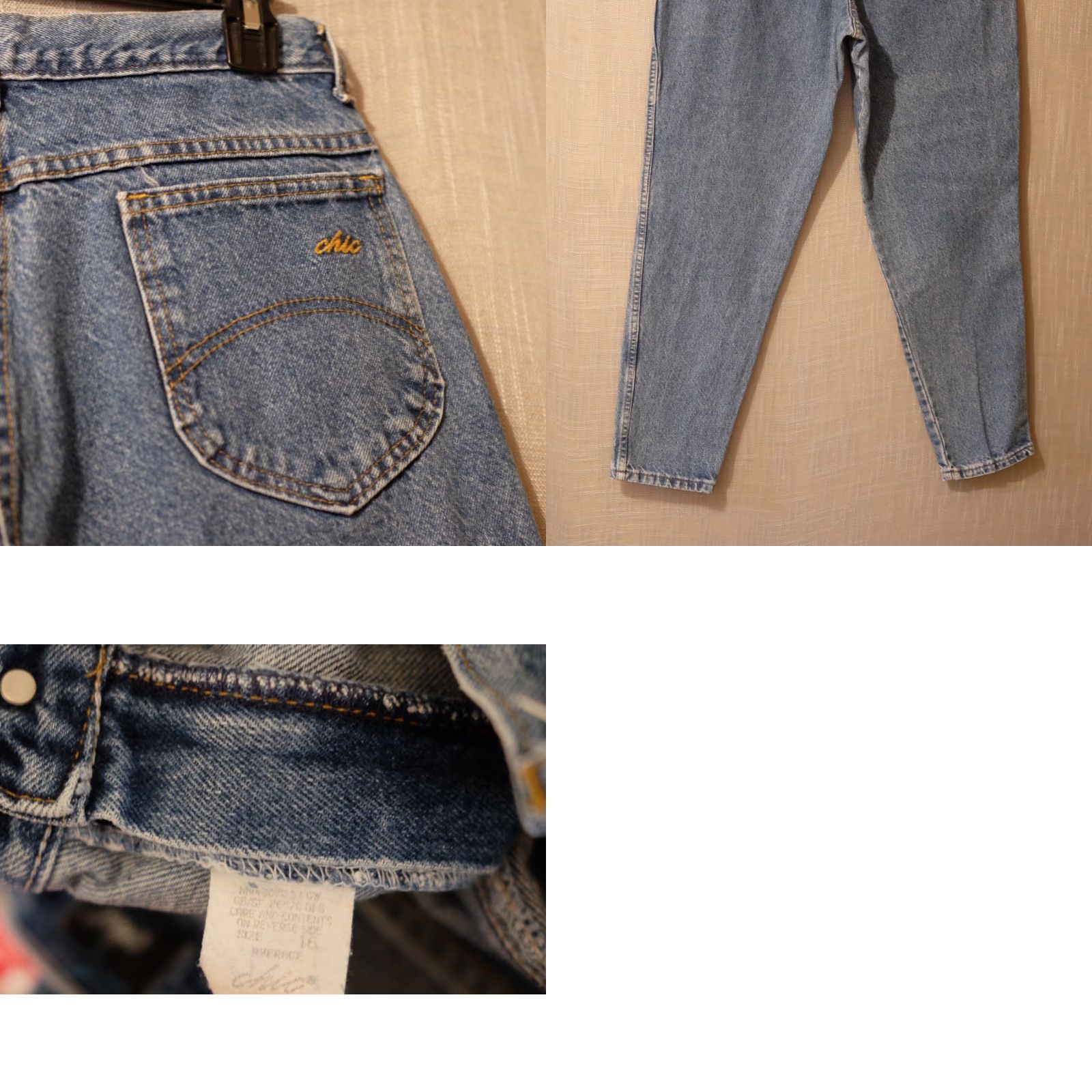 Vintage VINTAGE CHIC Jeans Blue Mom High-Rise Med Wash Denim 100% Cotton Womens 16 #A2-33 Size 29" - 8 Thumbnail