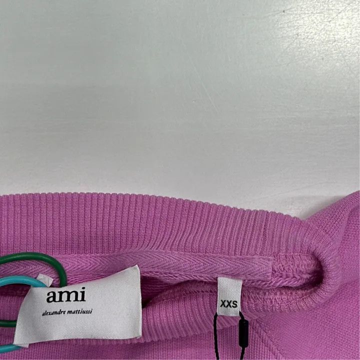 AMI AMIPARIS Pink Heart Embroidered Cotton Sweatshirt -2507 Size US XXS / EU 40 - 2 Thumbnail