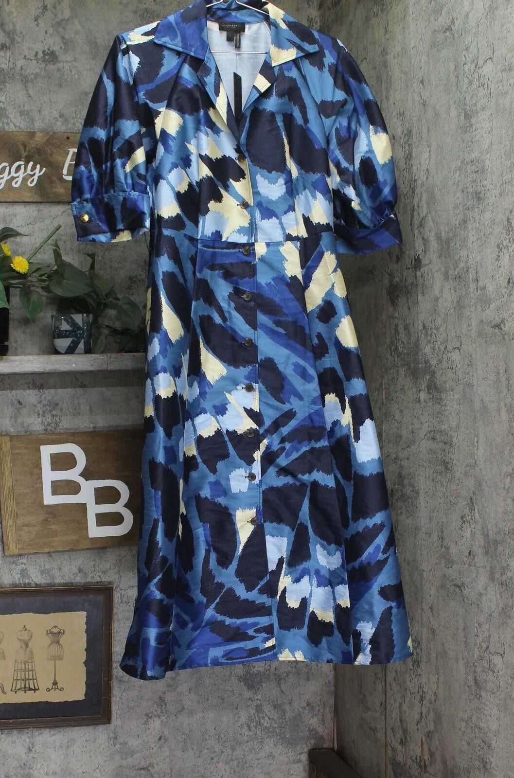 Donna Karan New Donna Karan Midi Shirt Dress Horizon Blue / Multi 6 Size M / US 6-8 / IT 42-44 - 1 Thumbnail