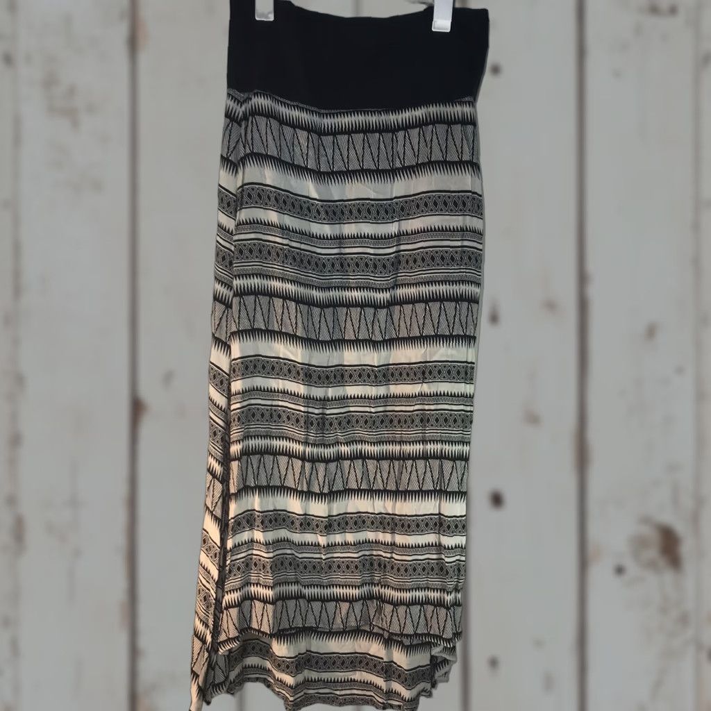 Vintage Flutterbye Geometric Maxi Dress Womens XL Black/White Lightweight Strapless Square Neck Bohemian Size XL / US 12-14 / IT 48-50 - 1 Thumbnail