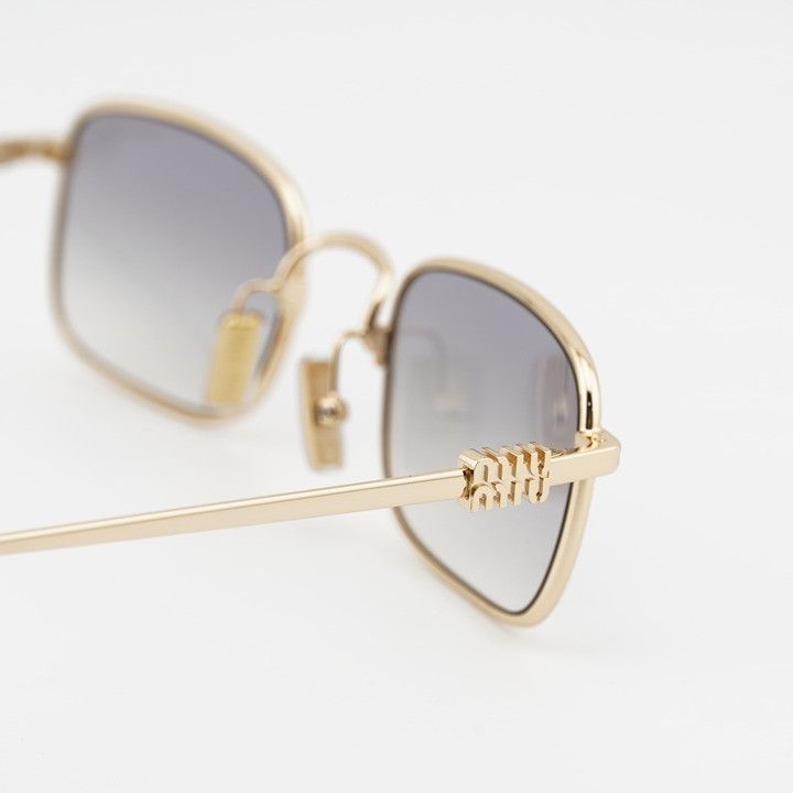 Miu Miu Miu Miu MUA53S 5AK04O Sunglasses Gold Rectangle Frame Size ONE SIZE - 8 Thumbnail