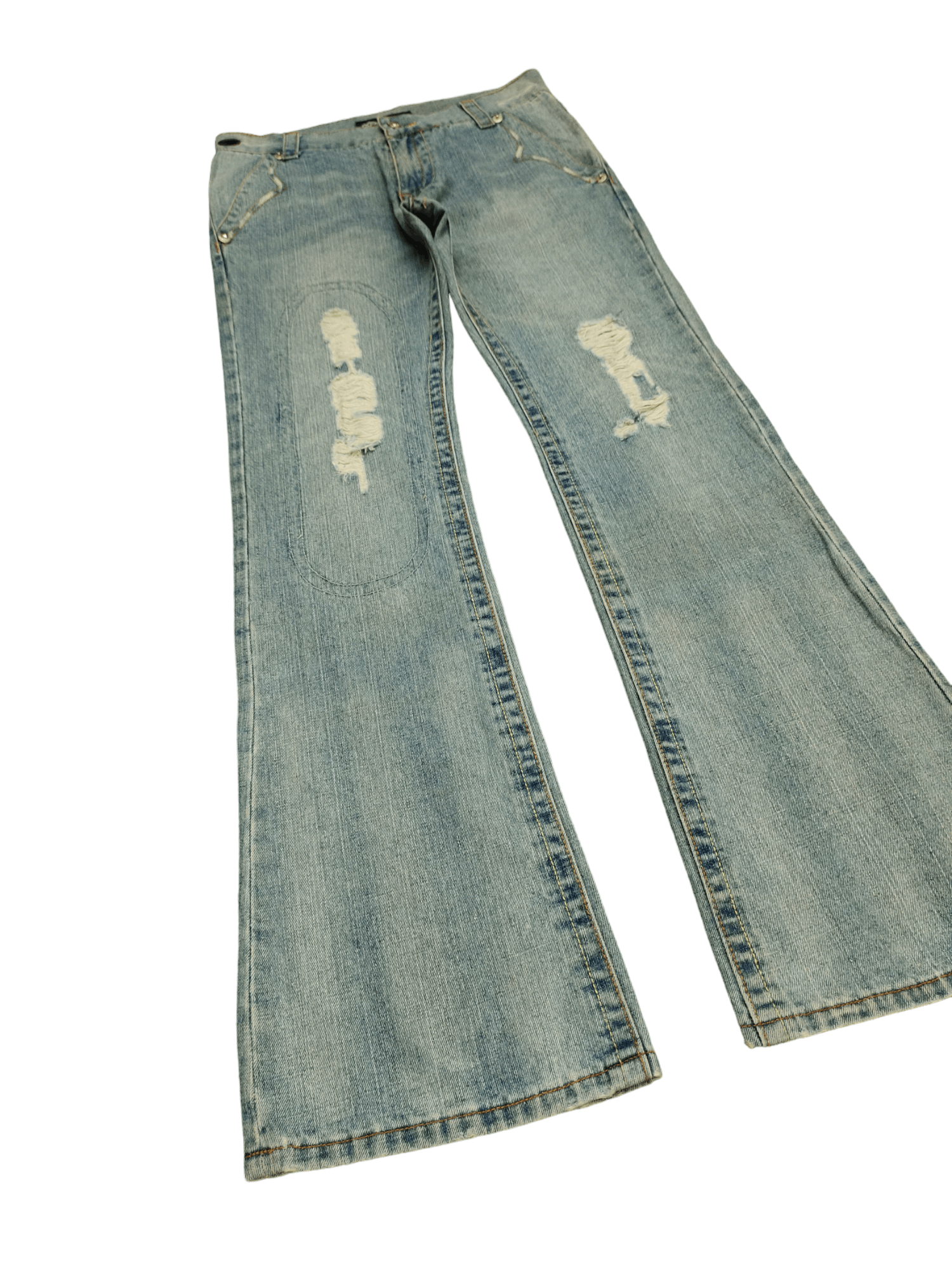 If Six Was Nine Flare Jeans Doll Distress Faded Boot Cut Y2k Mudmax Size US 30 / EU 46 - 3 Thumbnail