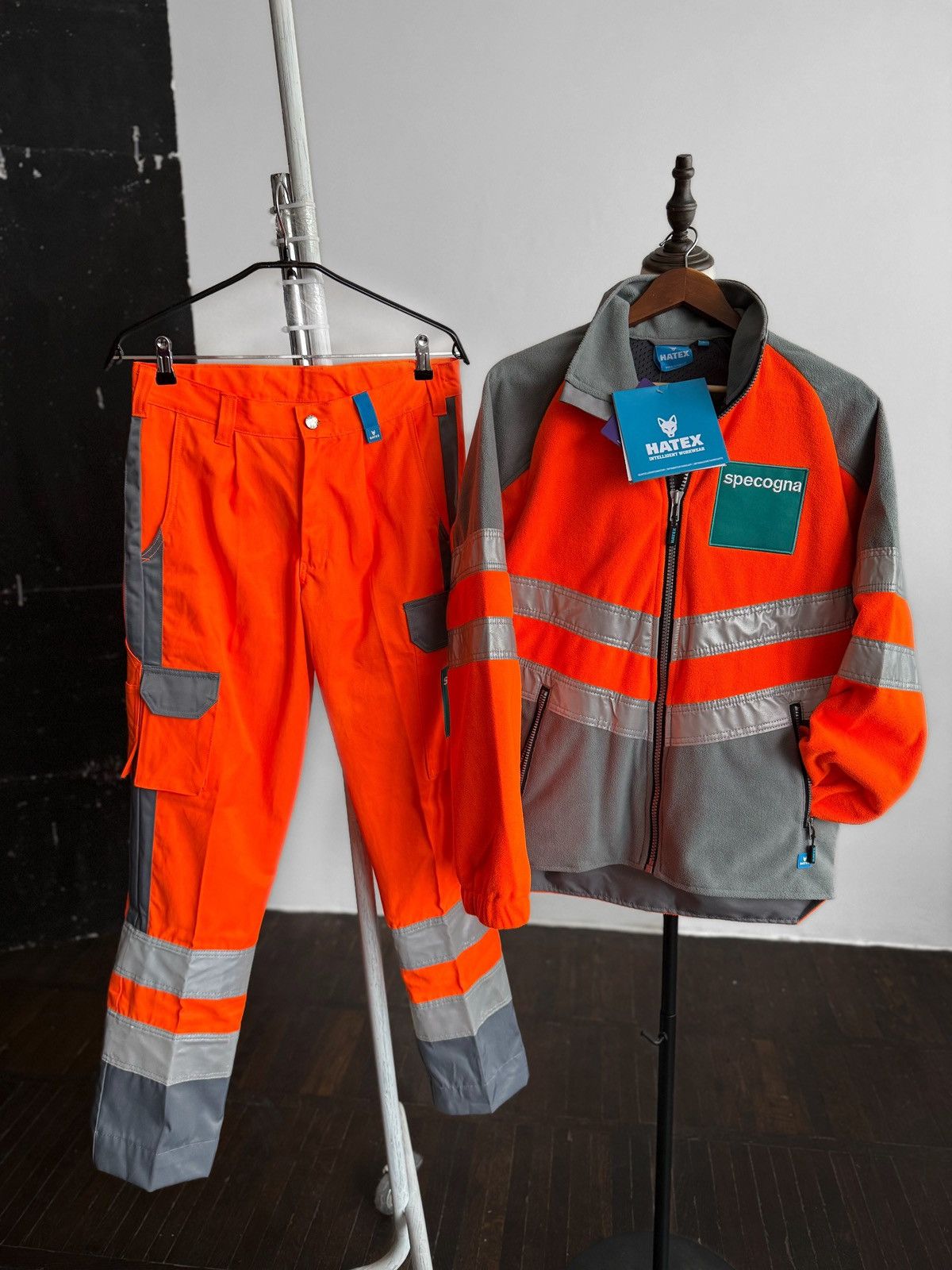 HATEX Mens Hi Vis Workwear Set Jacket Pants Reflective
