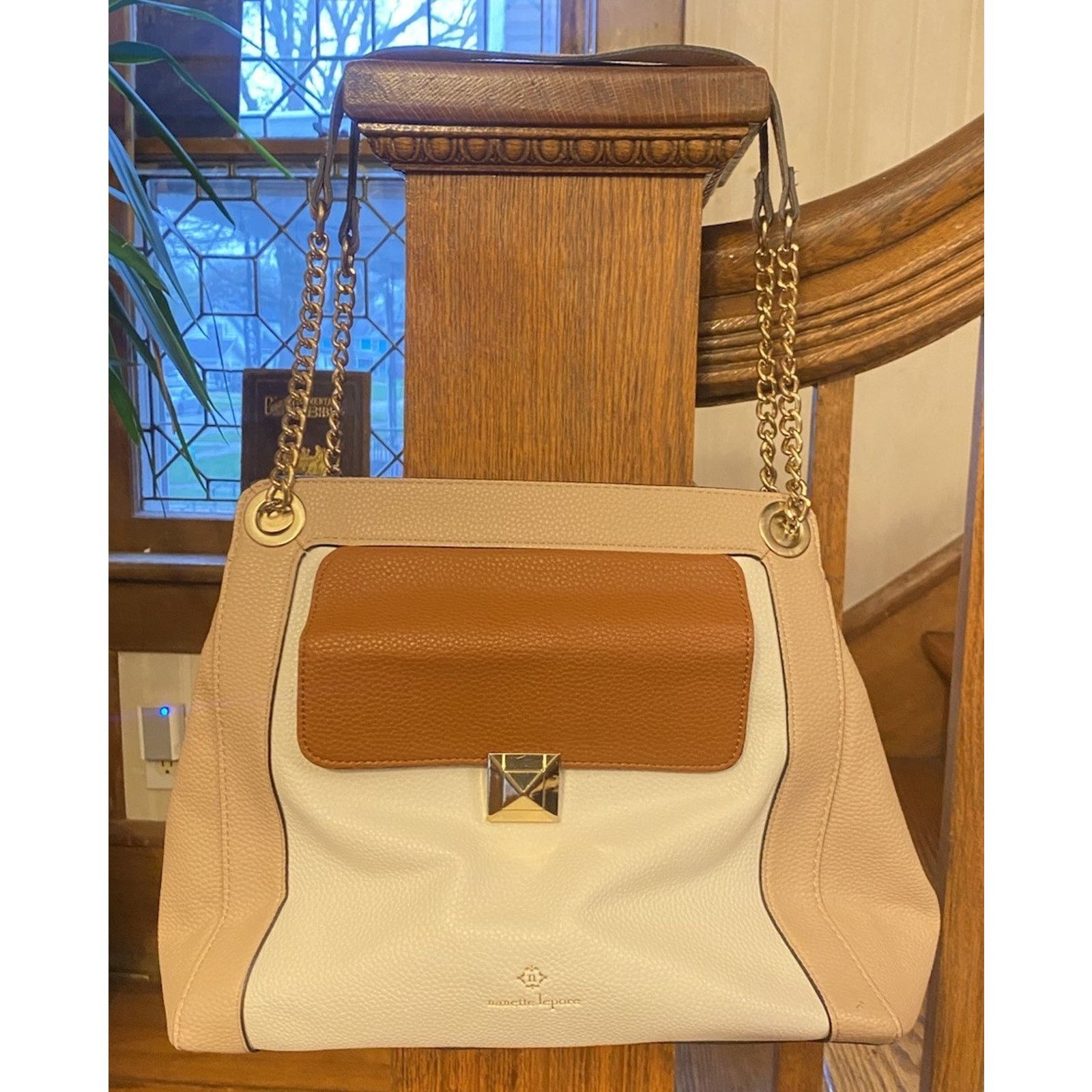 Nanette Lepore Nanette Lepore Handbag Women’s 2 Toned Beige Gold Chain Size ONE SIZE - 1 Thumbnail