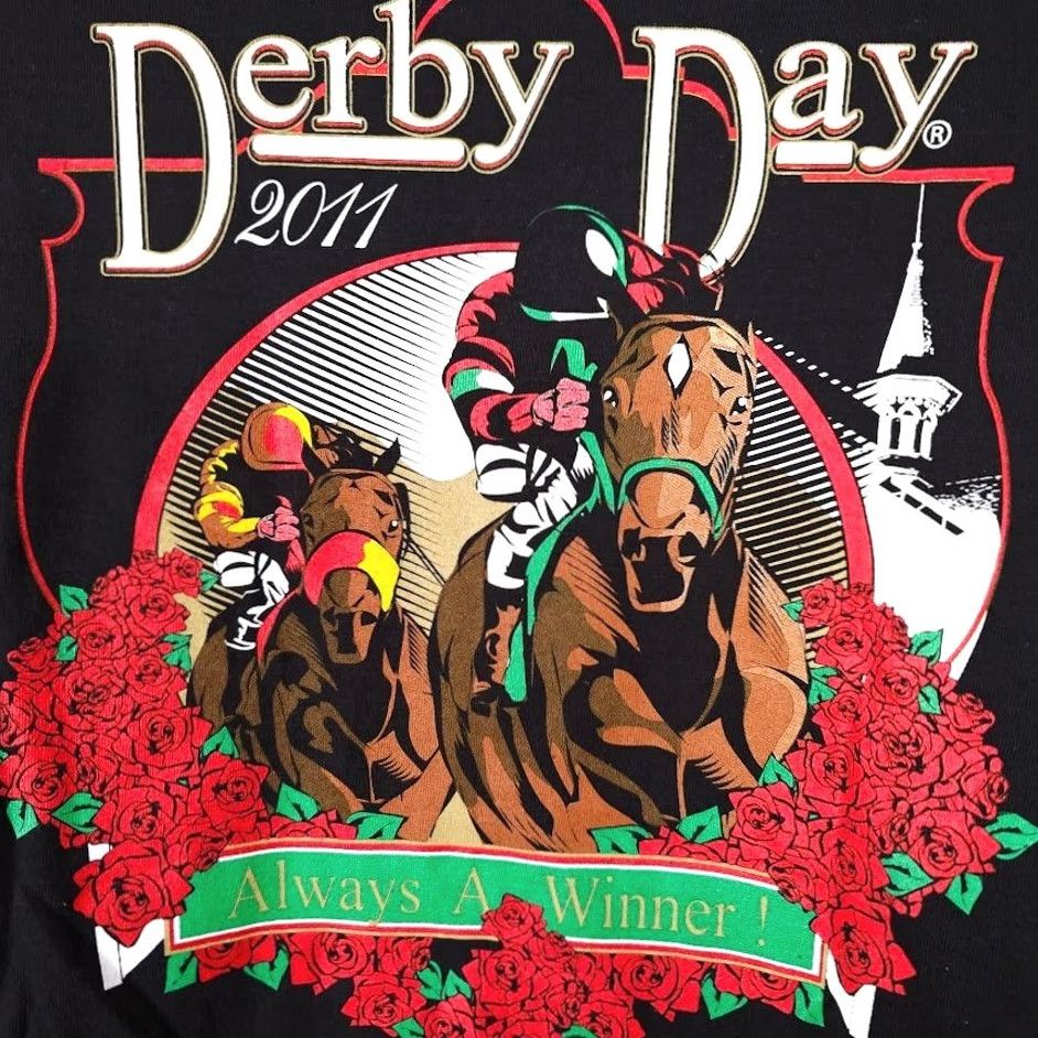 Delta Kentucky Derby Day T Shirt Mens XL Black 2011 Sams Town Las Vegas Delta Graphic Tee Horses Y2K Mens Size US XL / EU 56 / 4 - 5 Thumbnail