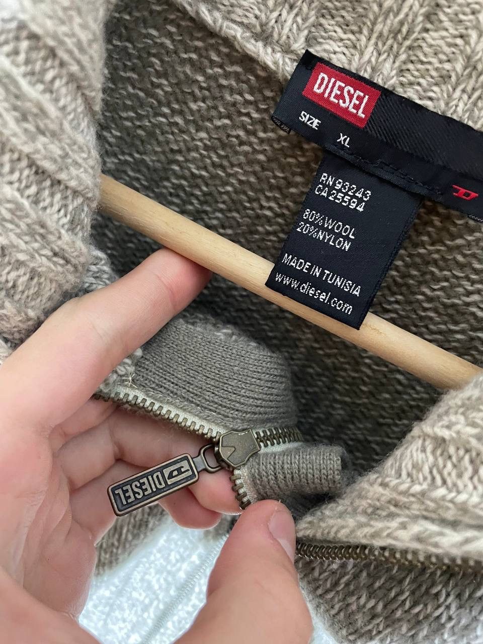 Diesel × Vintage Diesel Vintage Logo Wool Zip Up Sweater Size US XL / EU 56 / 4 - 9 Thumbnail