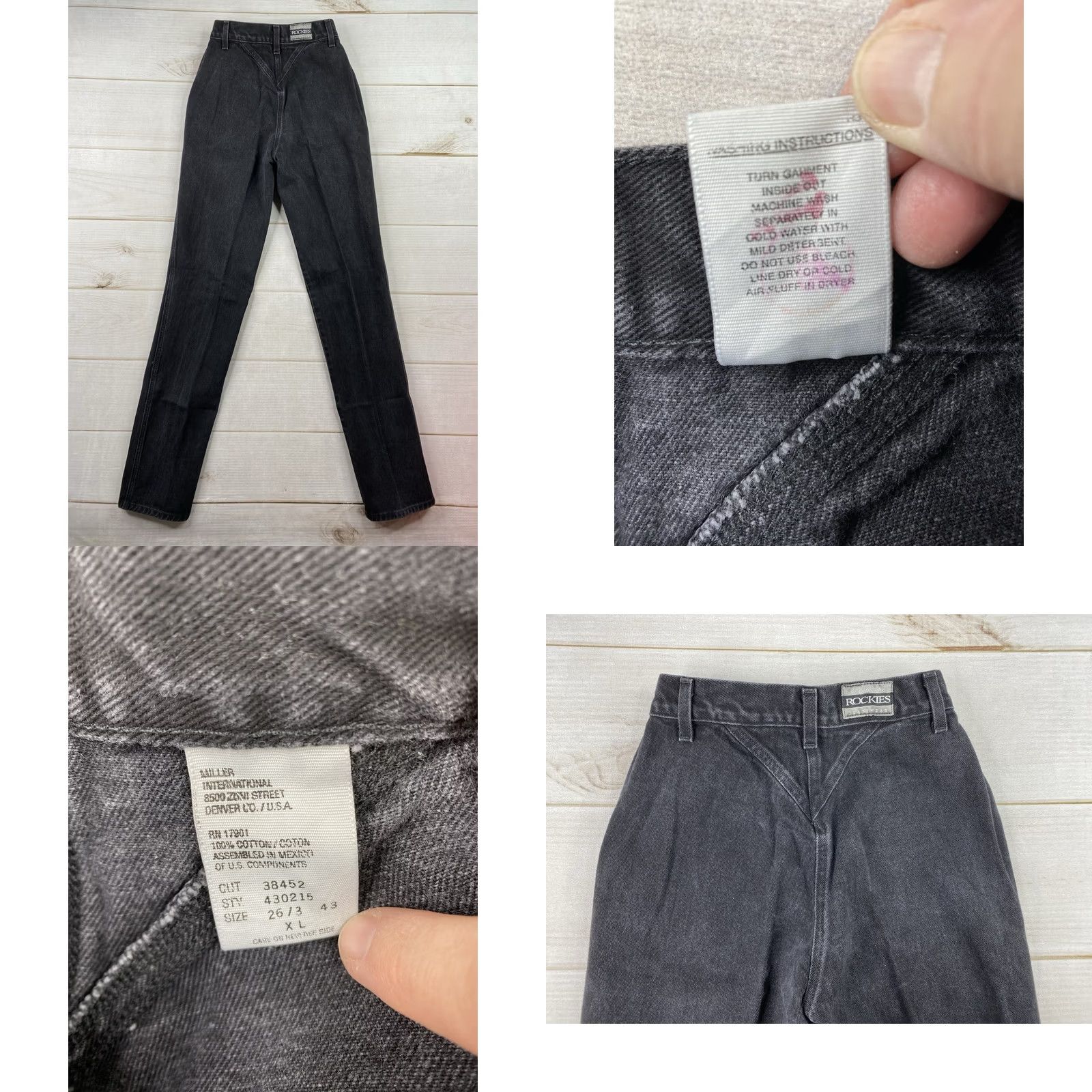Vintage Vtg Rockies Jeans Womens 26/3 Black Rivets Bareback Riding High Rise Cowgirl 90s Size 26" / US 2 / IT 38 - 8 Thumbnail