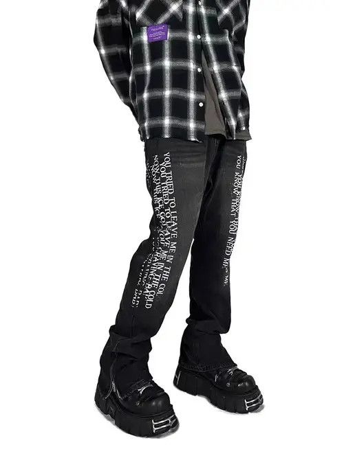 Jean Washed lumberjack workwear leg zip micro flare jeans Size US 32 / EU 48 - 4 Thumbnail
