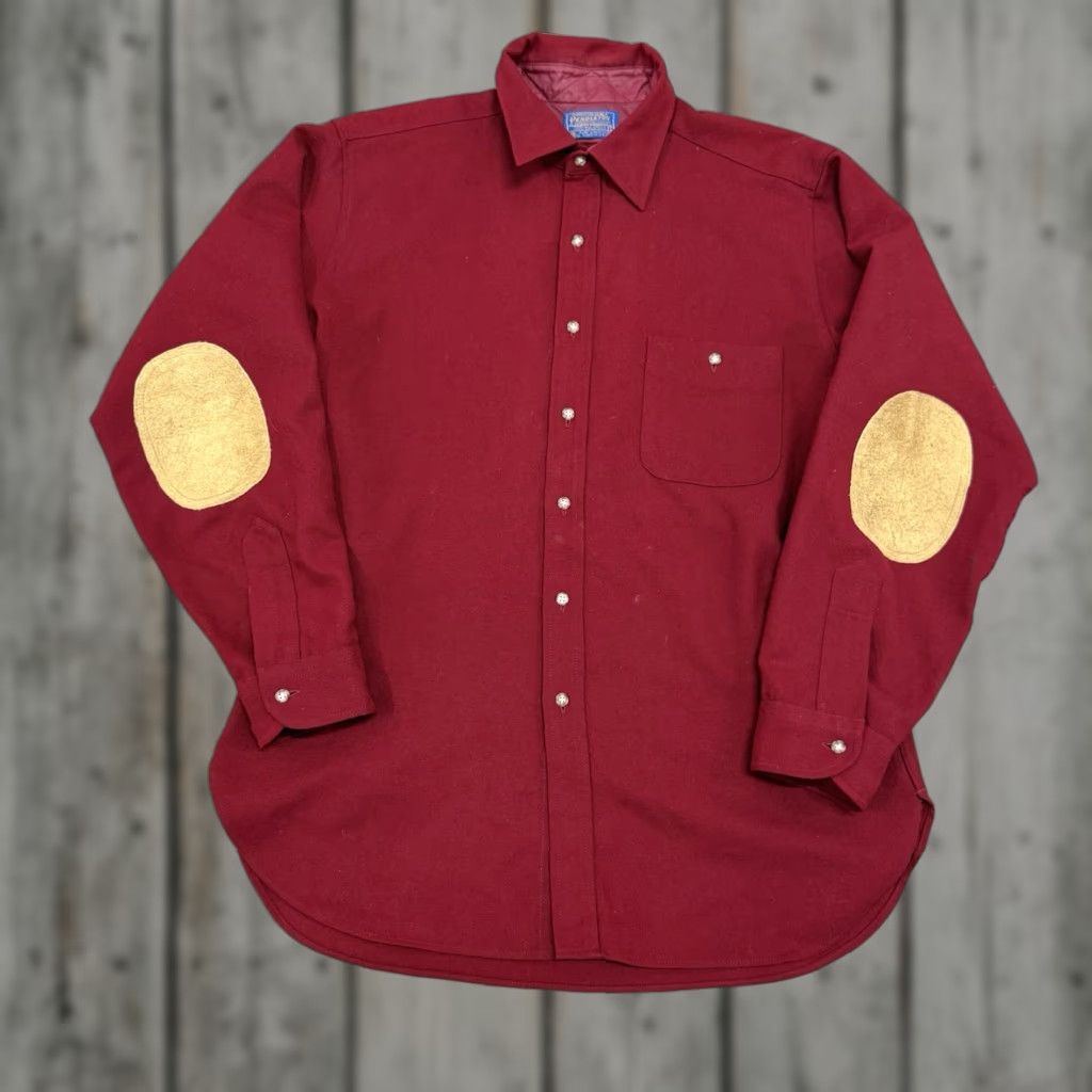 Pendleton VINTAGE Pendleton USA Red Wool Button Down Shirt XL Long Sleeve Elbow Patch Men Size US XL / EU 56 / 4 - 1 Thumbnail