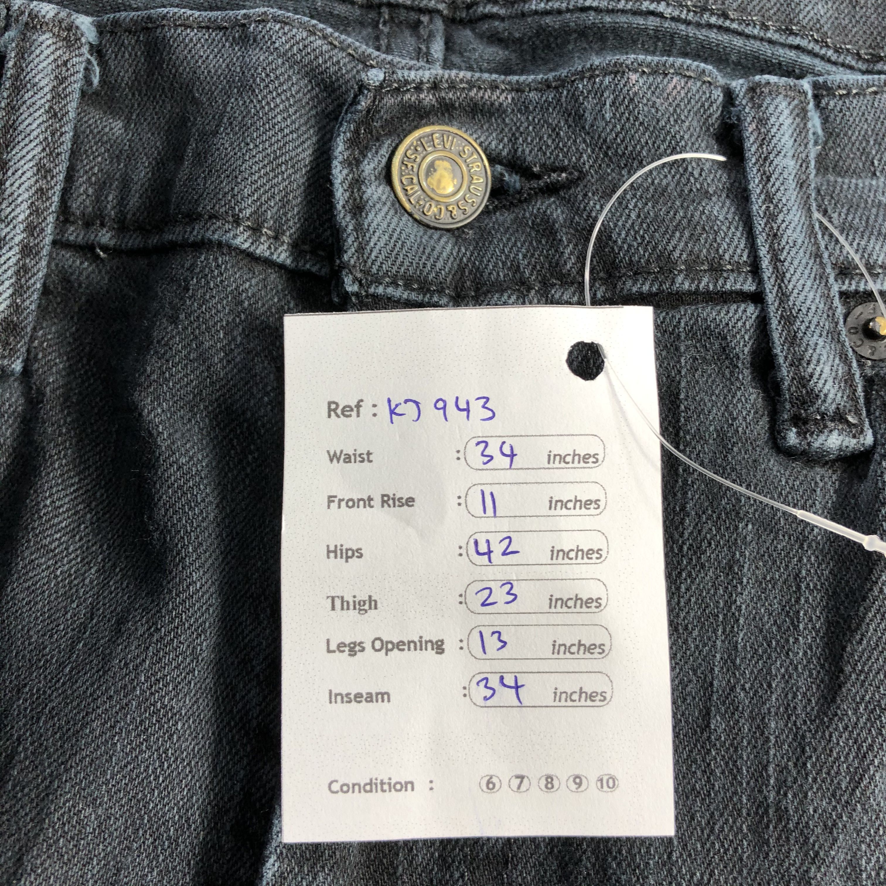 Levi's Levis 511 Jeans Faded Black Denim KJ943 Size US 34 / EU 50 - 15 Thumbnail