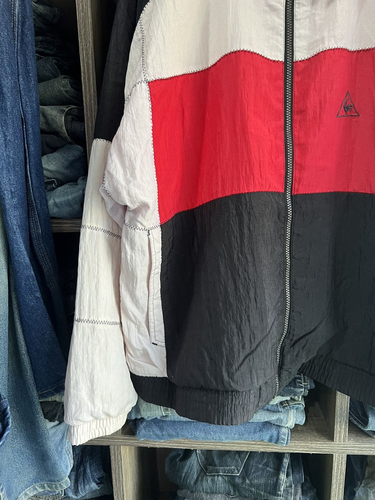 🔥Rare Le Coq Sportif Pathwork Coogi Style Zipper Jacket