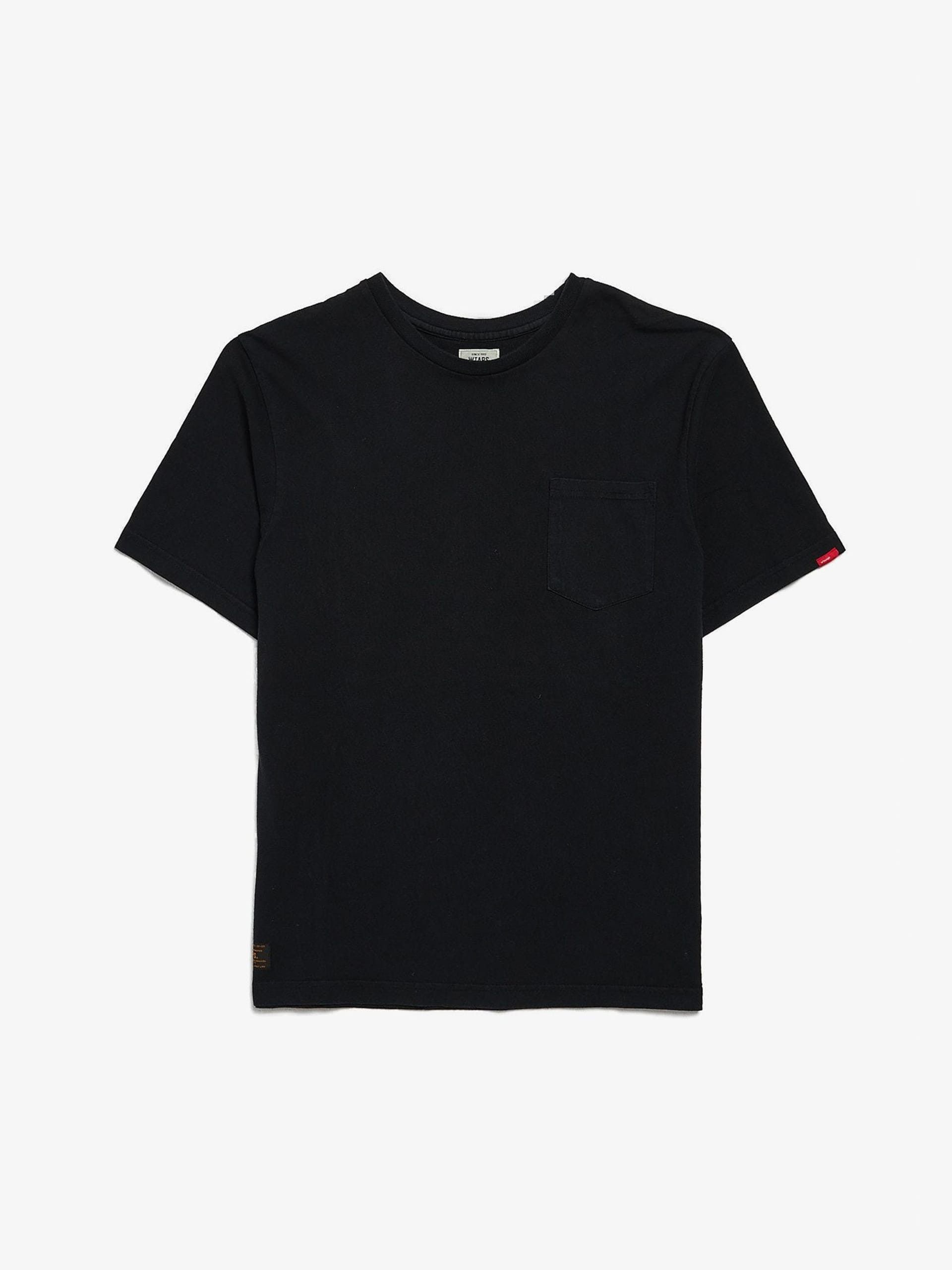 image of Wtaps Washed Black Blank Cotton T Shirt, Men's (Size XL)