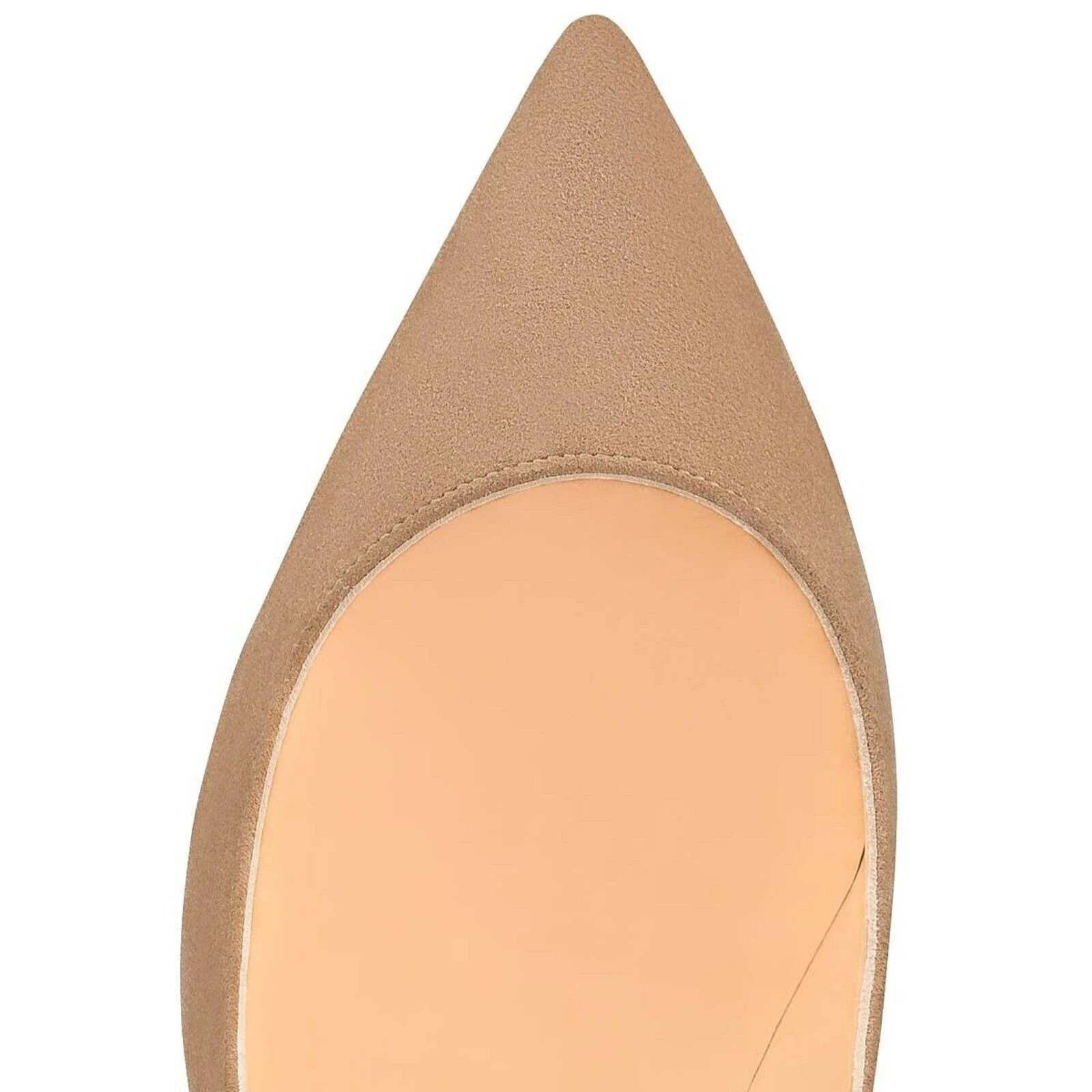 Christian Louboutin Pigalle Follies 100 Nocciola Nude Beige Suede Heel Pump 42 Size US 12 / IT 42 - 6 Thumbnail