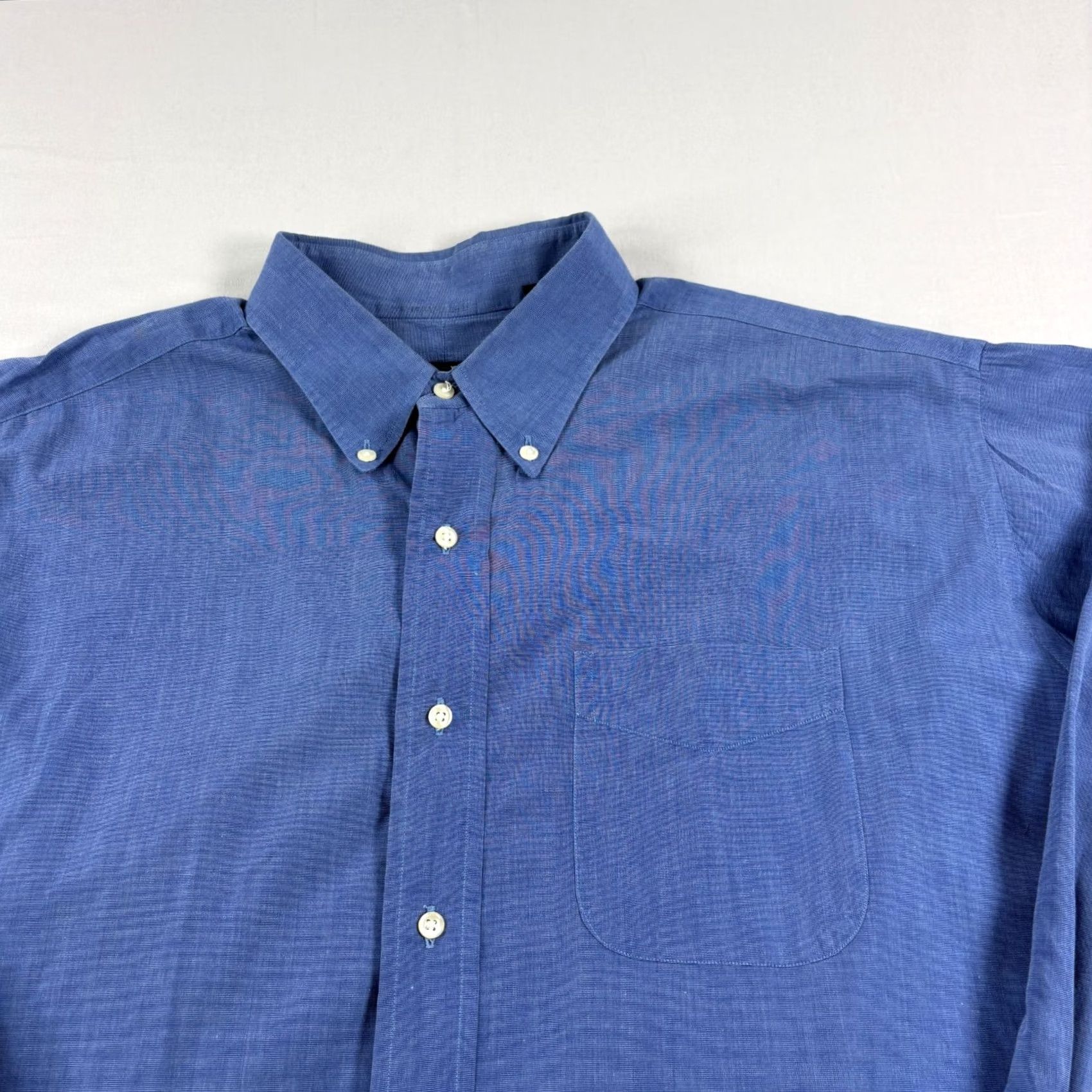 Vintage Gitman Bros Shirt Mens 17.5 Blue Button-Up Long Sleeve Dress Shirt Casual Formal Size 48R - 3 Thumbnail