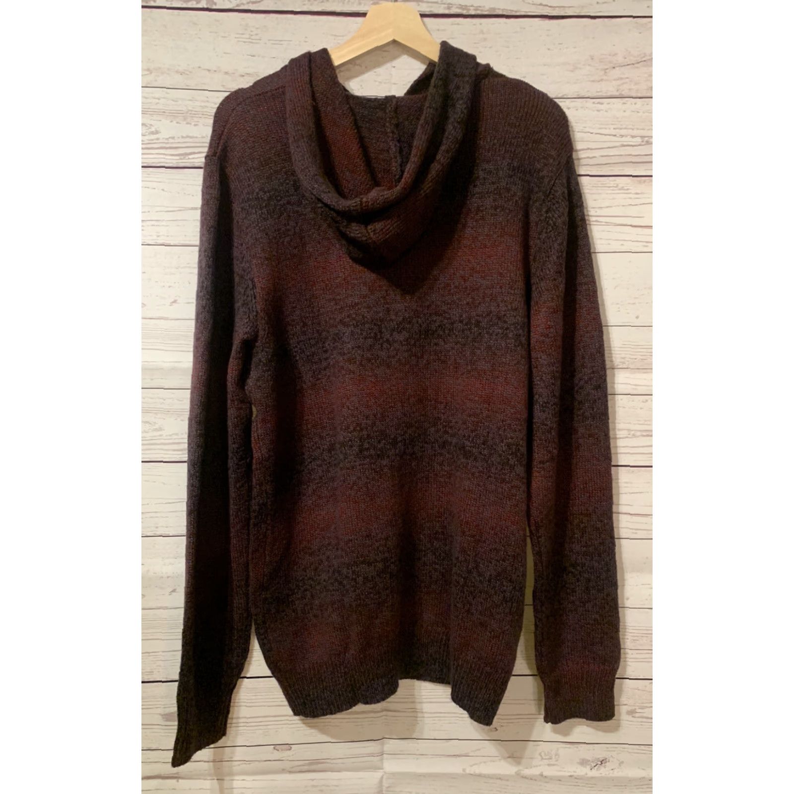 Vintage AMERICAN RAG Striped Hoodie Sweater Dark Red Cotton Blend Knit Heavyweight L Men Size US L / EU 52-54 / 3 - 2 Thumbnail