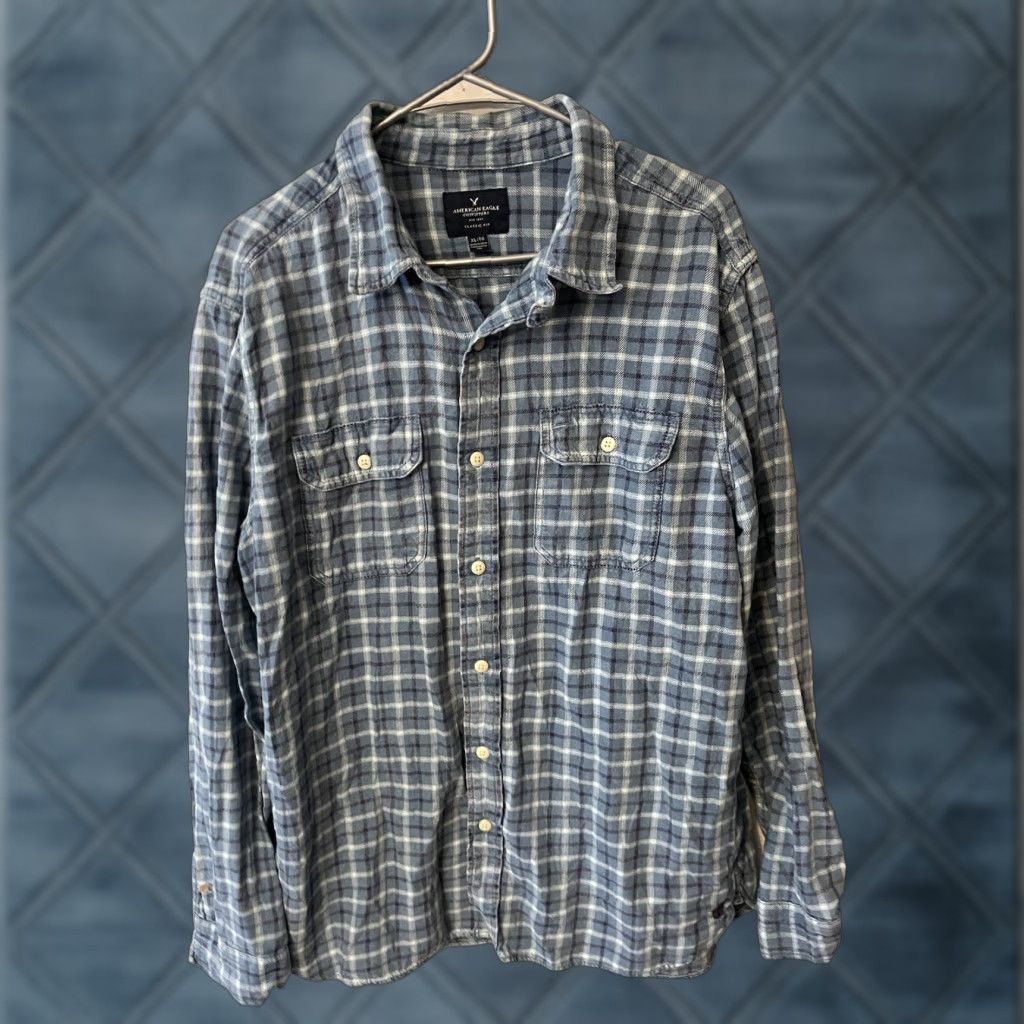 American Eagle Outfitters American Eagle Mens Flannel Shirt Multicolor Plaid Cotton Size XL Classic Fit Shirt Mens XL Blue Plaid Autumn Winter Outdoor 90s (not applicable) Size US XL / EU 56 / 4 - 1 Thumbnail