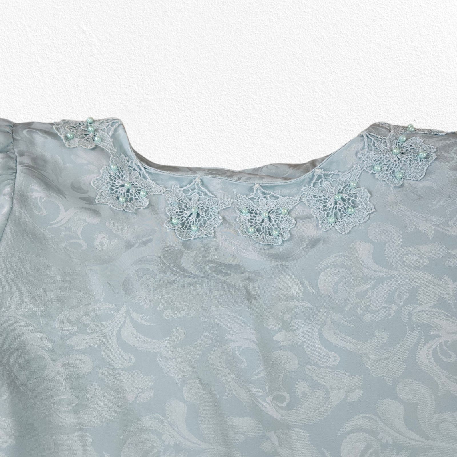 Vintage Vintage Light Blue Floral Jacquard Blouse Skirt Set Size 8 Size 30" / US 8 / IT 44 - 6 Thumbnail