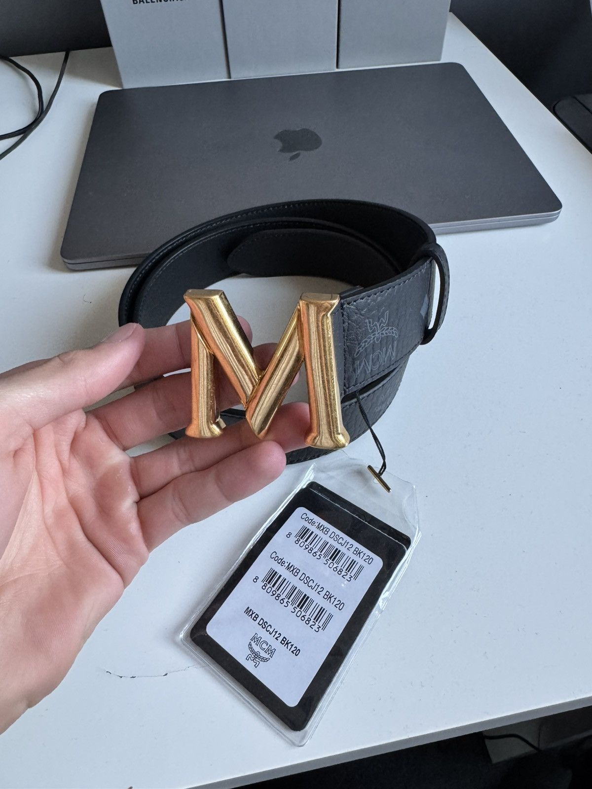 MCM MCM Leather Belt -Black/Gold Size 44 - 1 Thumbnail