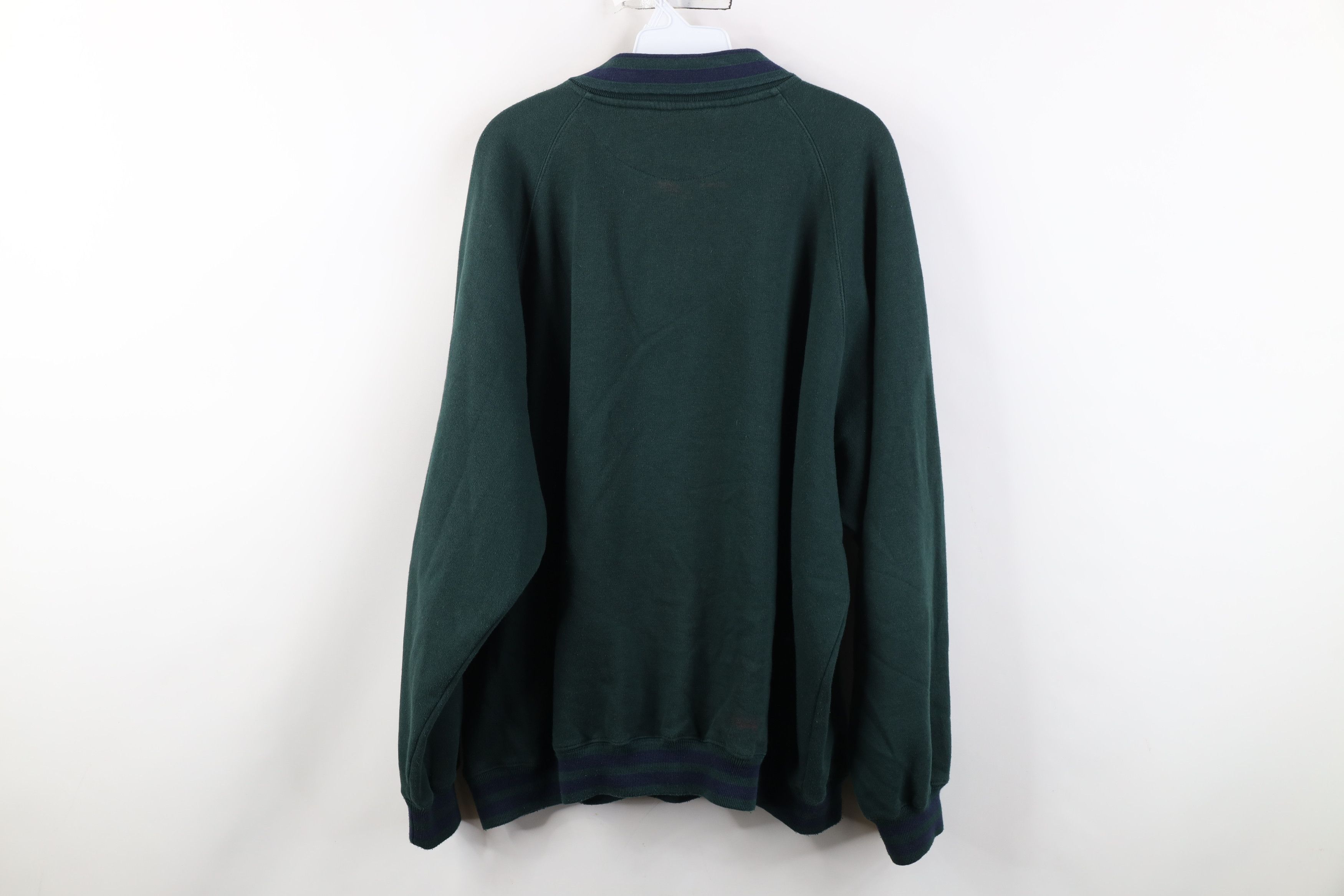 Vintage Vintage 90s Streetwear Collared Pullover Sweatshirt Green Size US XL / EU 56 / 4 - 11 Thumbnail