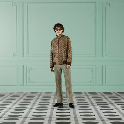 Gucci o1s1wg110225 Horsebit Jacquard Wool Jacket in Brown Size US L / EU 52-54 / 3 - 2 Thumbnail